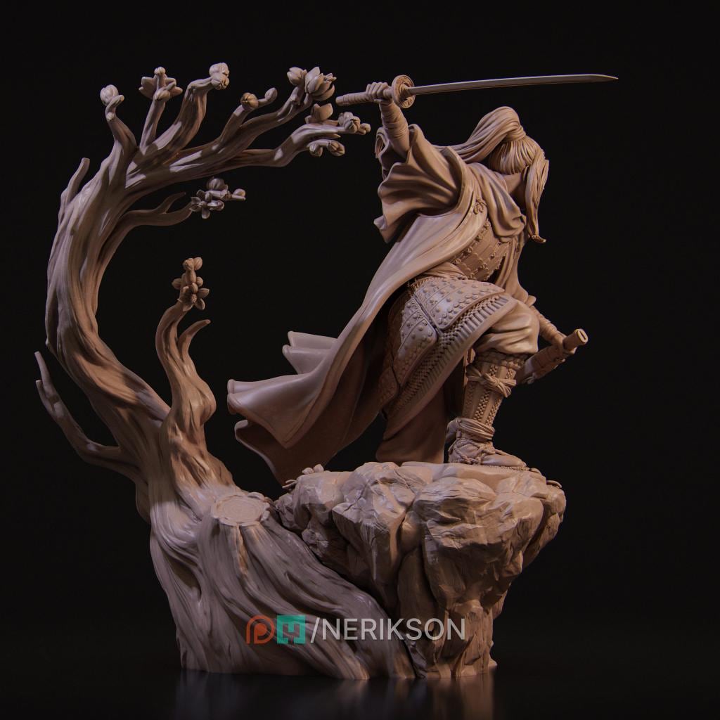 The Kawata Sisters Miniature, Michiko | Tabletop RPG Miniature | Nerikson | Roleplaying 3D Printed Fantasy Mini - 3DPrintDen