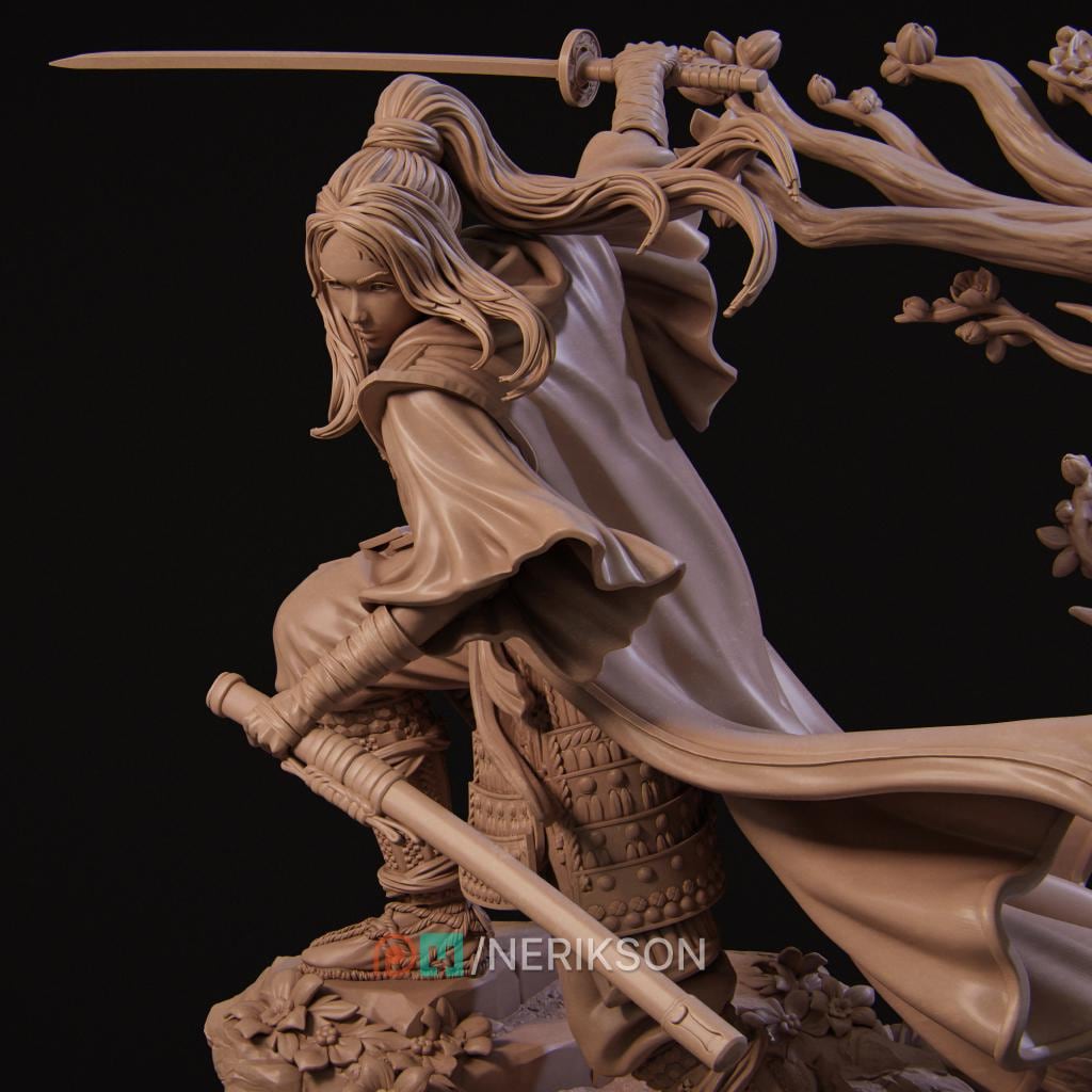 The Kawata Sisters Miniature, Michiko | Tabletop RPG Miniature | Nerikson | Roleplaying 3D Printed Fantasy Mini - 3DPrintDen
