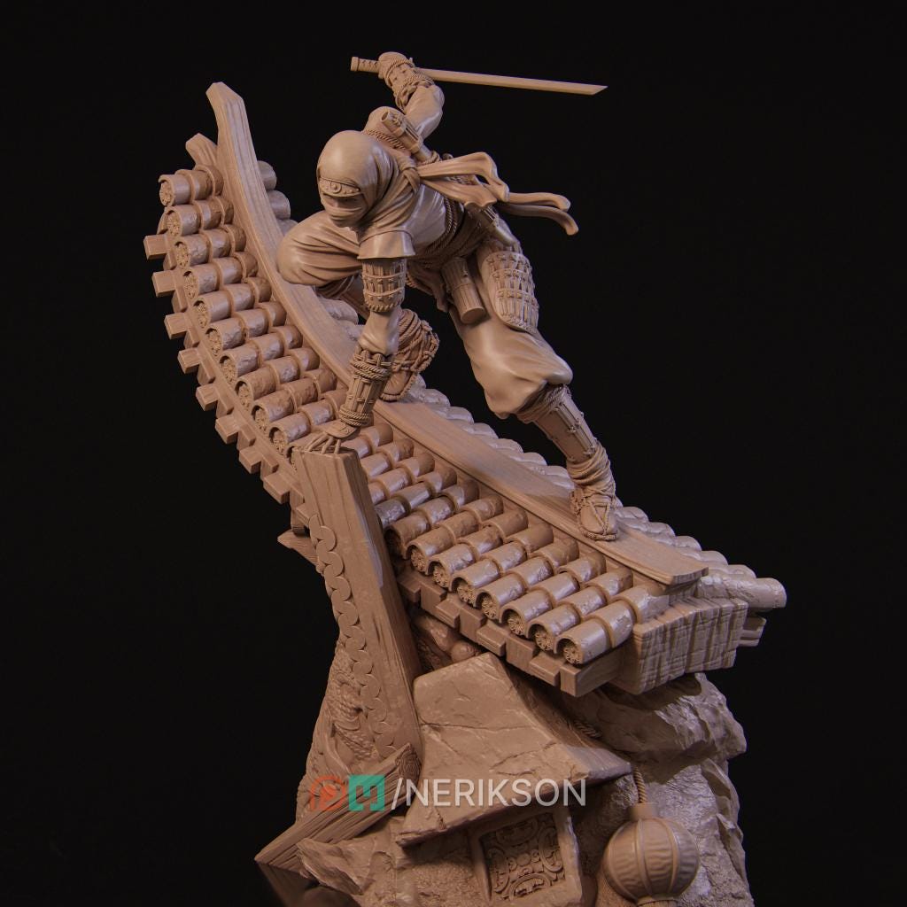 The Kawata Sisters Miniature, Shizuka | Tabletop RPG Miniature | Nerikson | Roleplaying 3D Printed Fantasy Mini - 3DPrintDen