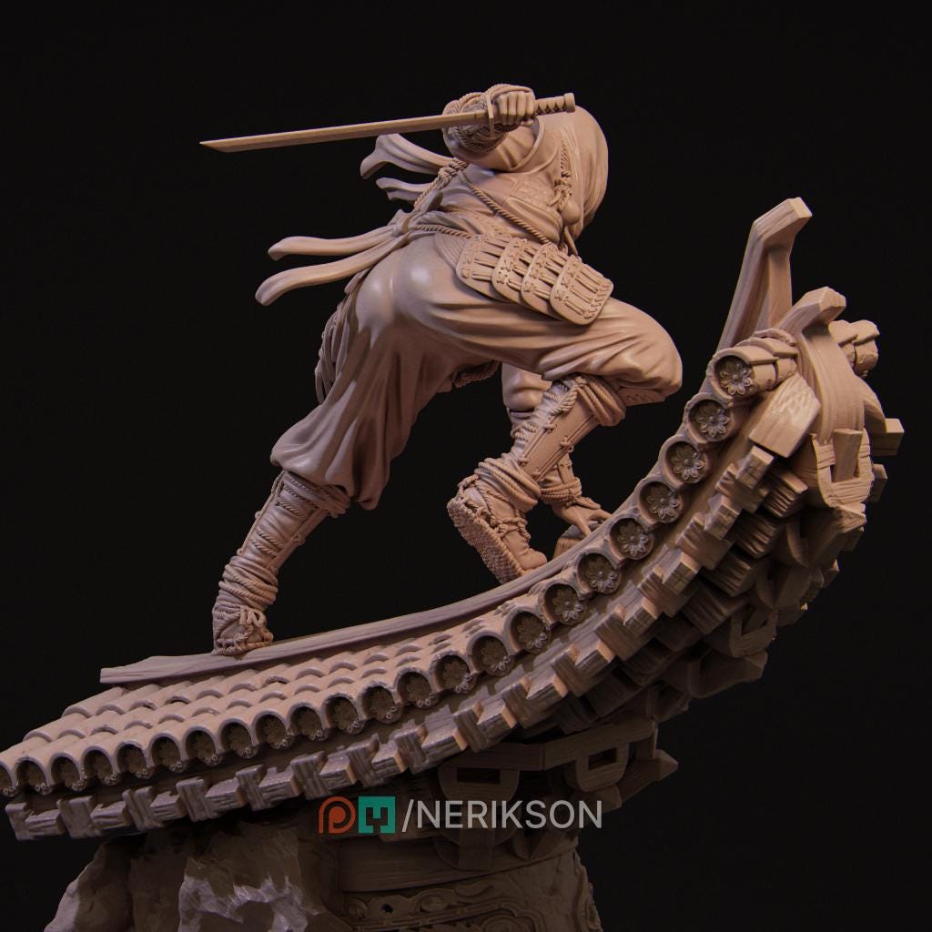 The Kawata Sisters Miniature, Shizuka | Tabletop RPG Miniature | Nerikson | Roleplaying 3D Printed Fantasy Mini - 3DPrintDen