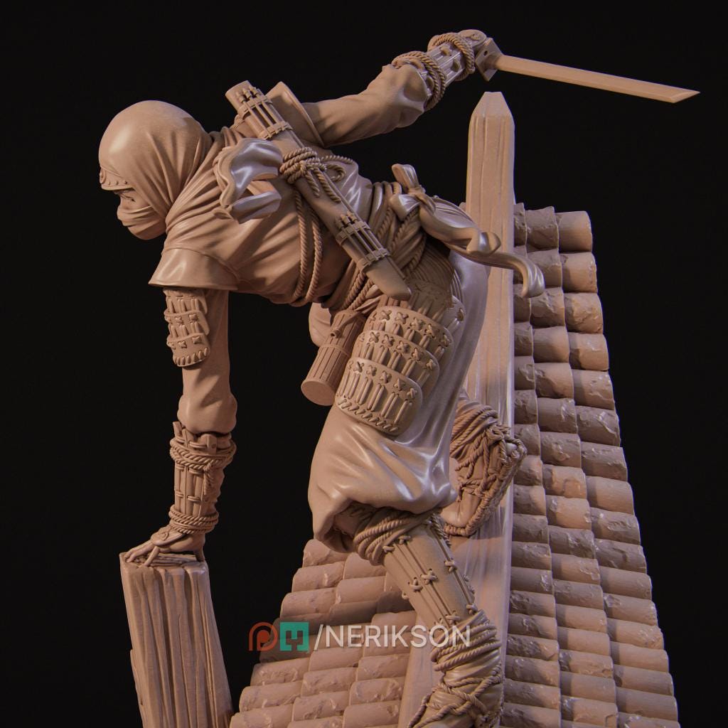 The Kawata Sisters Miniature, Shizuka | Tabletop RPG Miniature | Nerikson | Roleplaying 3D Printed Fantasy Mini - 3DPrintDen