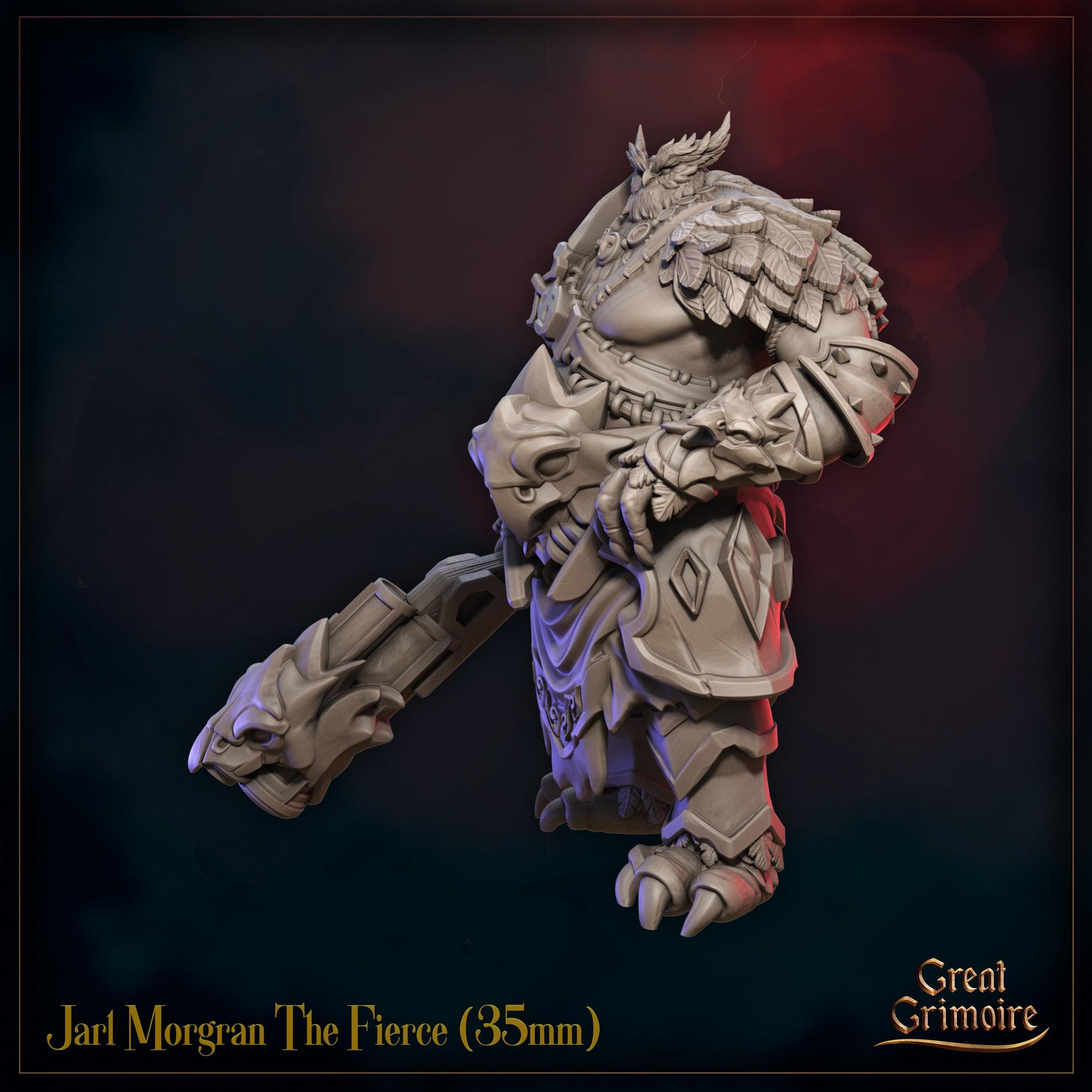 Jarl Miniature, Morgran the Fierce | Tabletop RPG Miniature | Great Grimoire | Roleplaying 3D Printed Fantasy Mini - 3DPrintDen