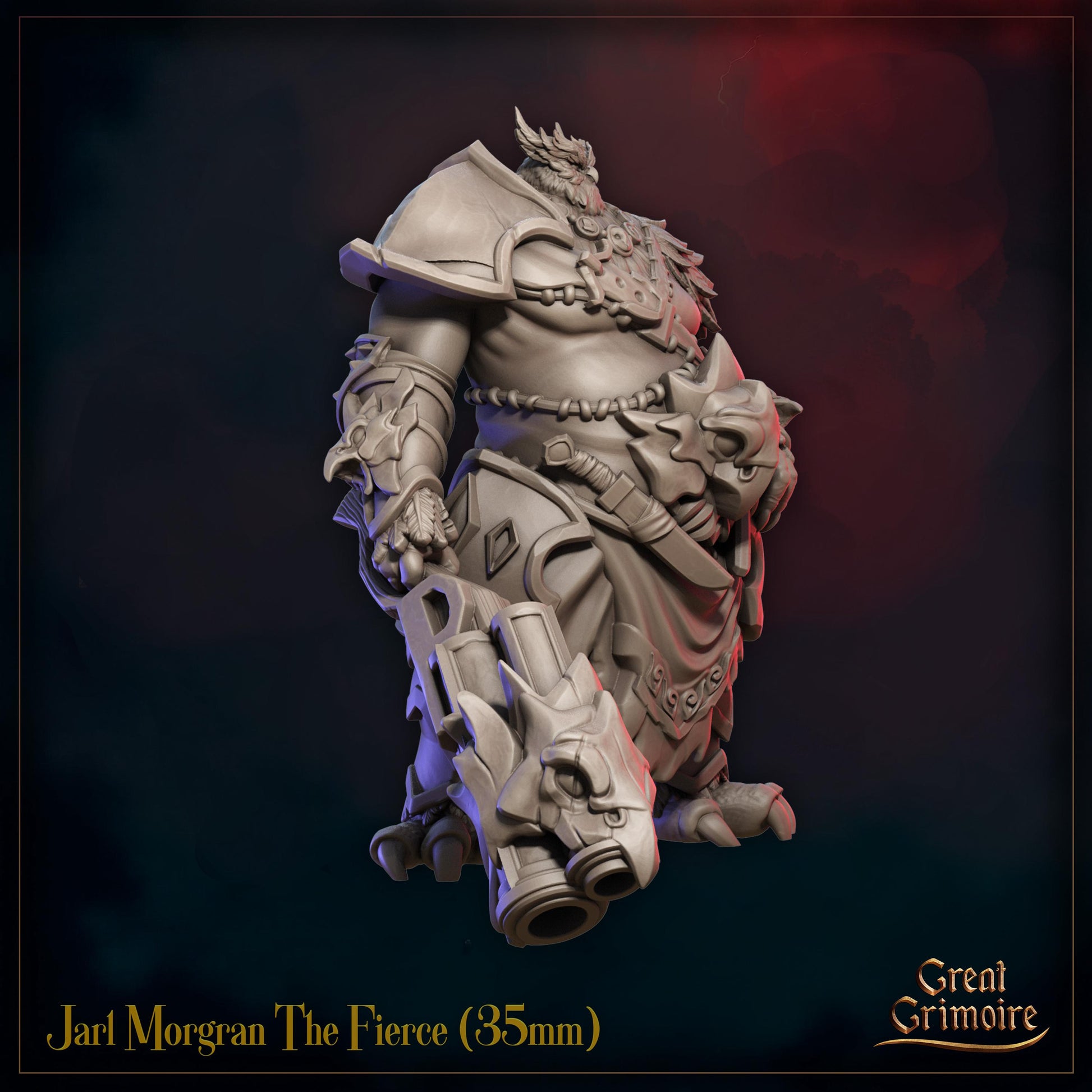 Jarl Miniature, Morgran the Fierce | Tabletop RPG Miniature | Great Grimoire | Roleplaying 3D Printed Fantasy Mini - 3DPrintDen