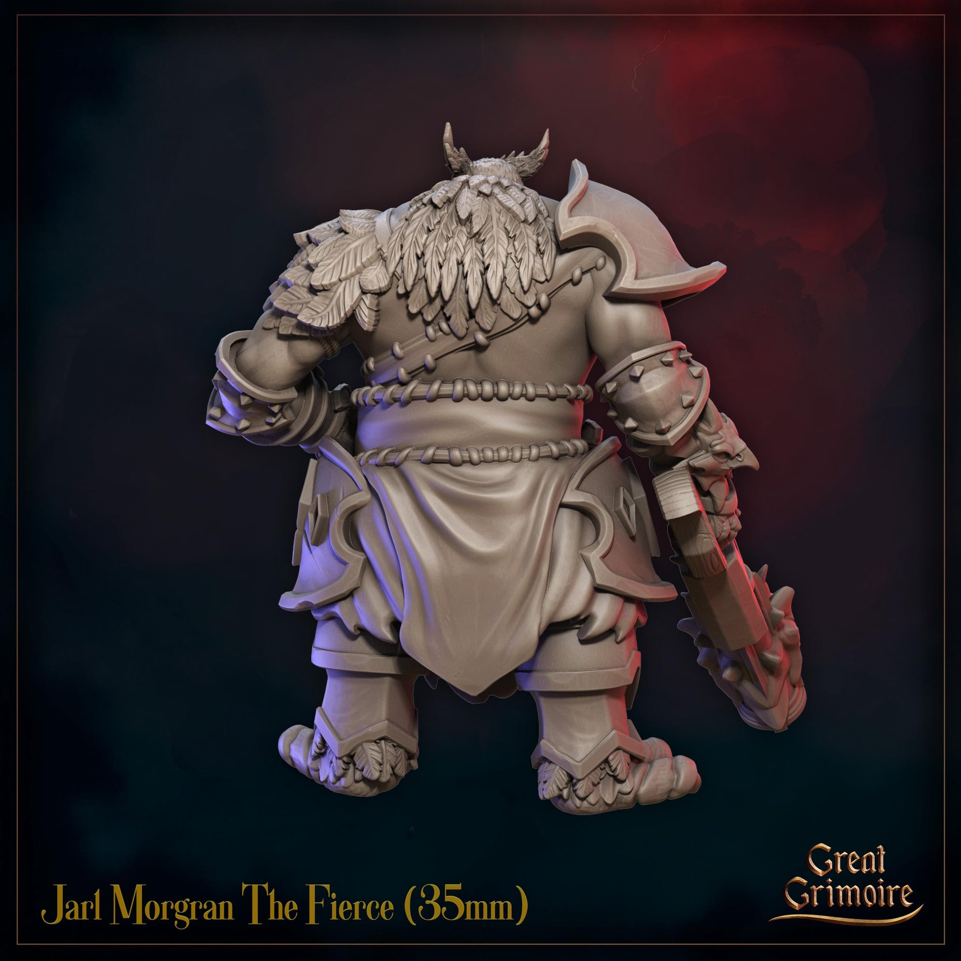 Jarl Miniature, Morgran the Fierce | Tabletop RPG Miniature | Great Grimoire | Roleplaying 3D Printed Fantasy Mini - 3DPrintDen