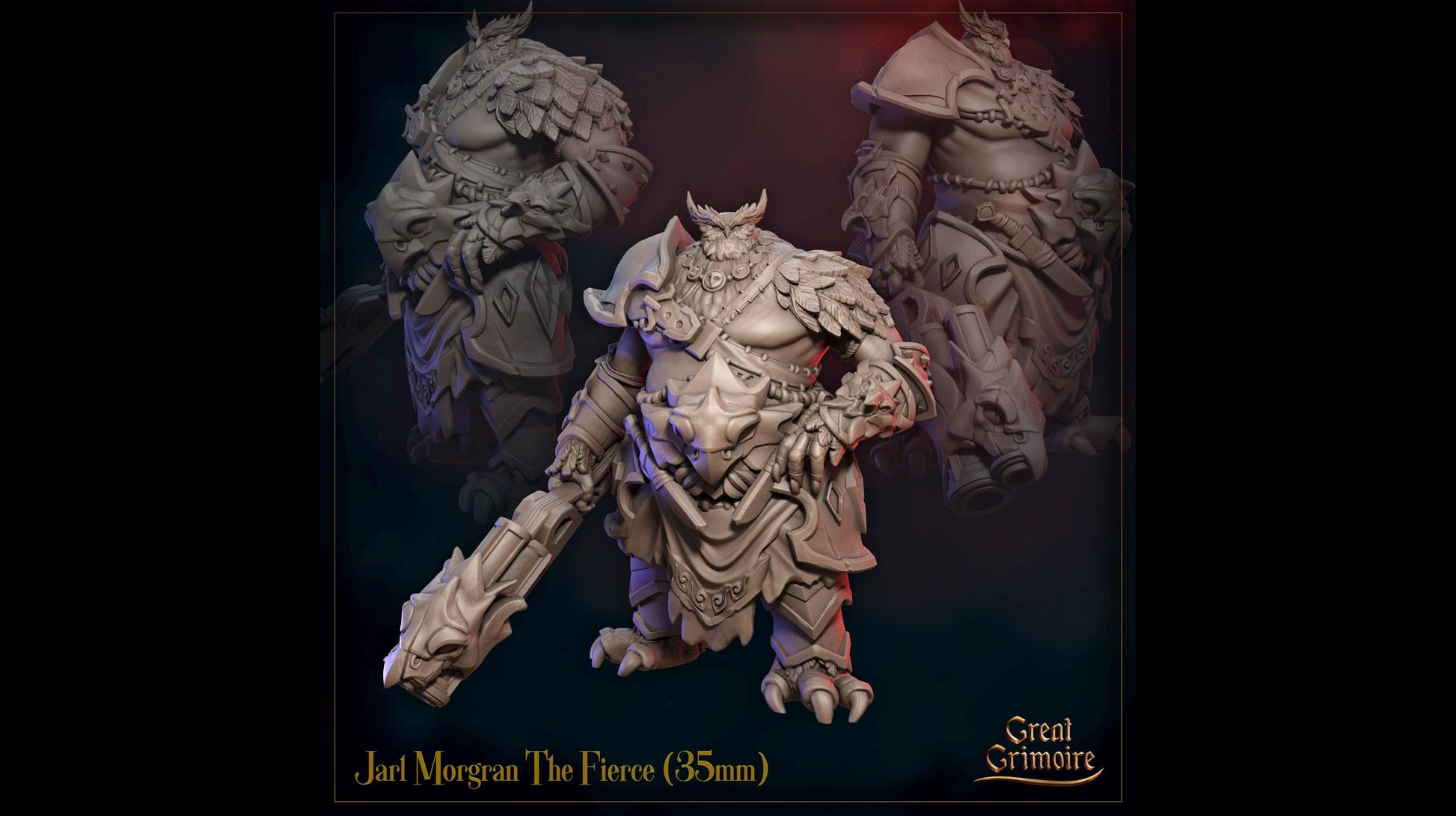 Jarl Miniature, Morgran the Fierce | Tabletop RPG Miniature | Great Grimoire | Roleplaying 3D Printed Fantasy Mini - 3DPrintDen