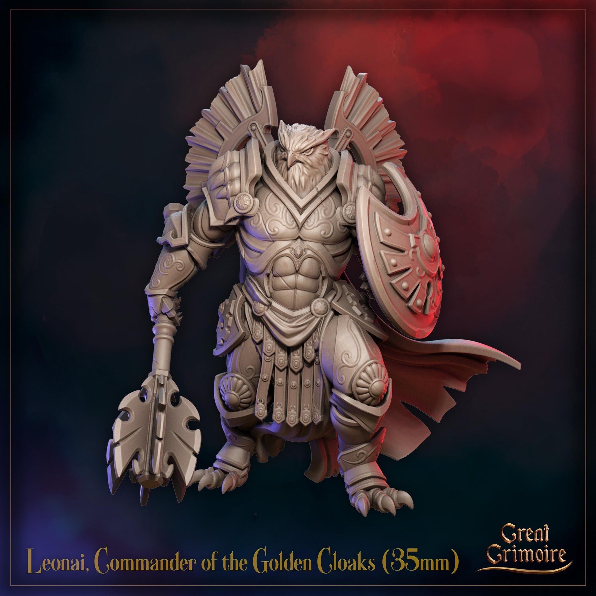 Commander Miniature, Leonai | Tabletop RPG Miniature | Great Grimoire | Roleplaying 3D Printed Fantasy Mini - 3DPrintDen