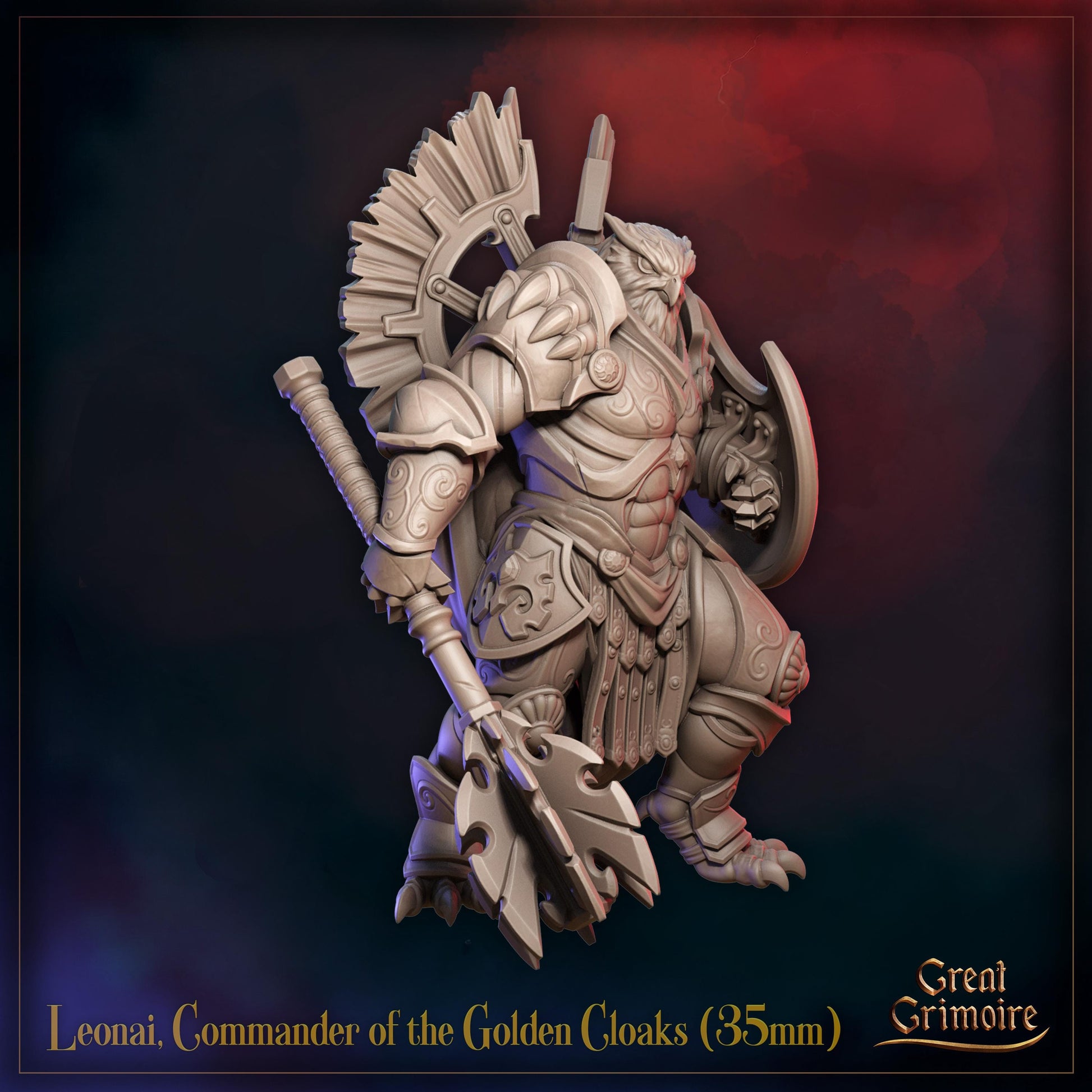 Commander Miniature, Leonai | Tabletop RPG Miniature | Great Grimoire | Roleplaying 3D Printed Fantasy Mini - 3DPrintDen