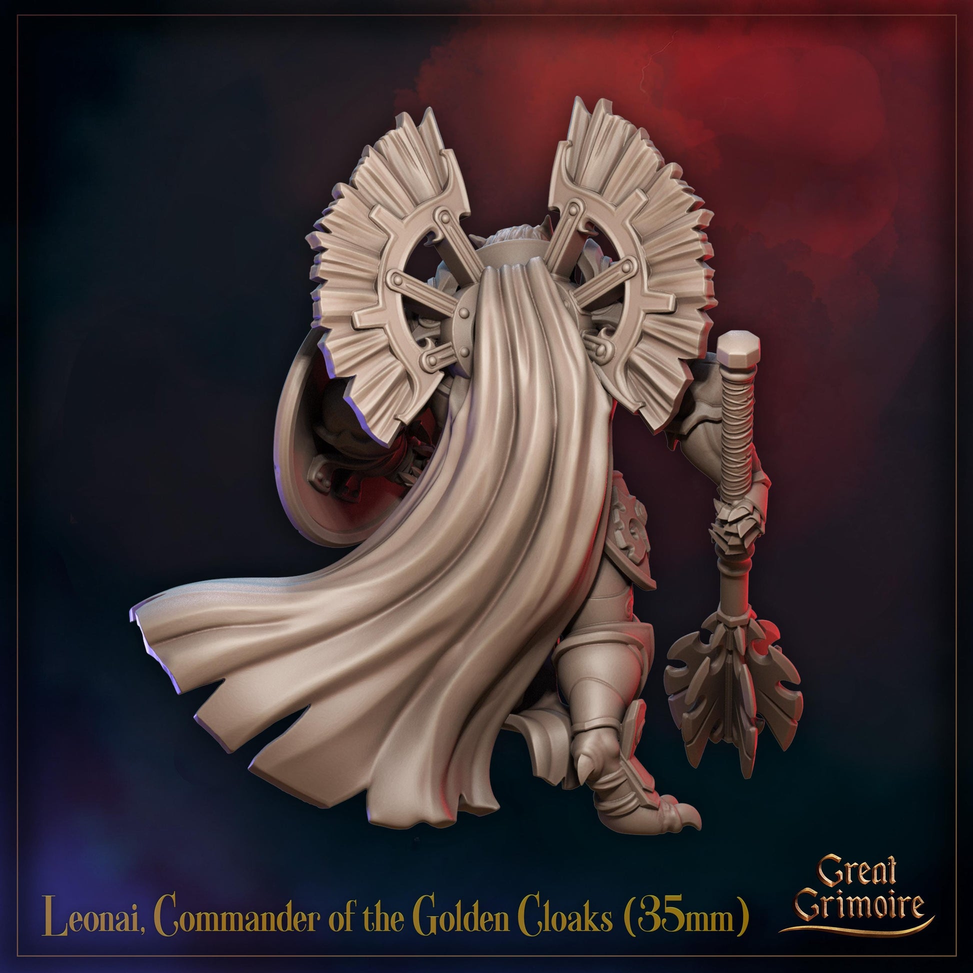 Commander Miniature, Leonai | Tabletop RPG Miniature | Great Grimoire | Roleplaying 3D Printed Fantasy Mini - 3DPrintDen