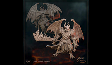 Demon King Miniature, Grak Thar | Tabletop RPG Miniature | Great Grimoire | Roleplaying 3D Printed Fantasy Mini - 3DPrintDen