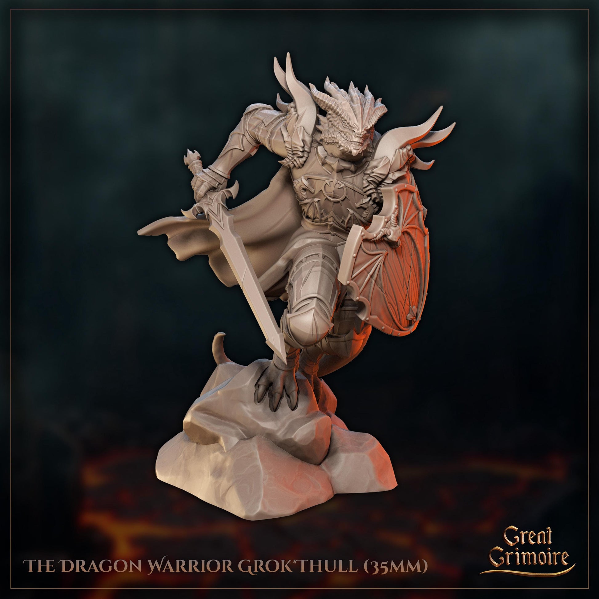 Dragon Warrior Miniature, Grok Thull | Tabletop RPG Miniature | Great Grimoire | Roleplaying 3D Printed Fantasy Mini - 3DPrintDen