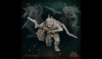 Mutant Angler Fish Miniature, Four-Armed Jack | Tabletop RPG Miniature | Great Grimoire | Roleplaying 3D Printed Fantasy Mini - 3DPrintDen