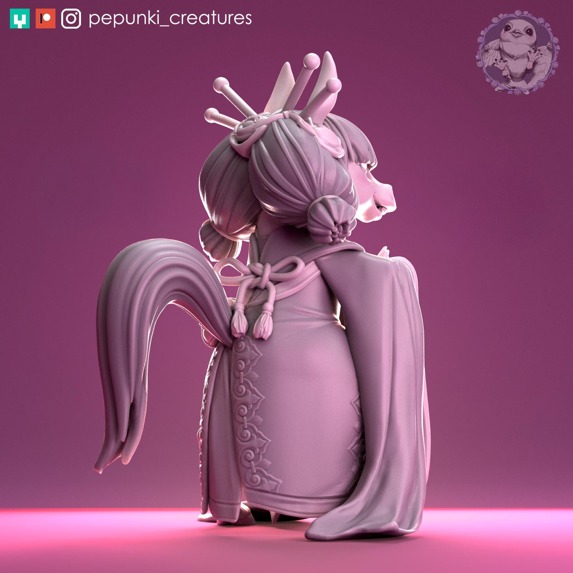 Pony Princess Miniature | Tabletop RPG Miniature | Pepunki Creatures | Roleplaying 3D Printed Fantasy Mini - 3DPrintDen