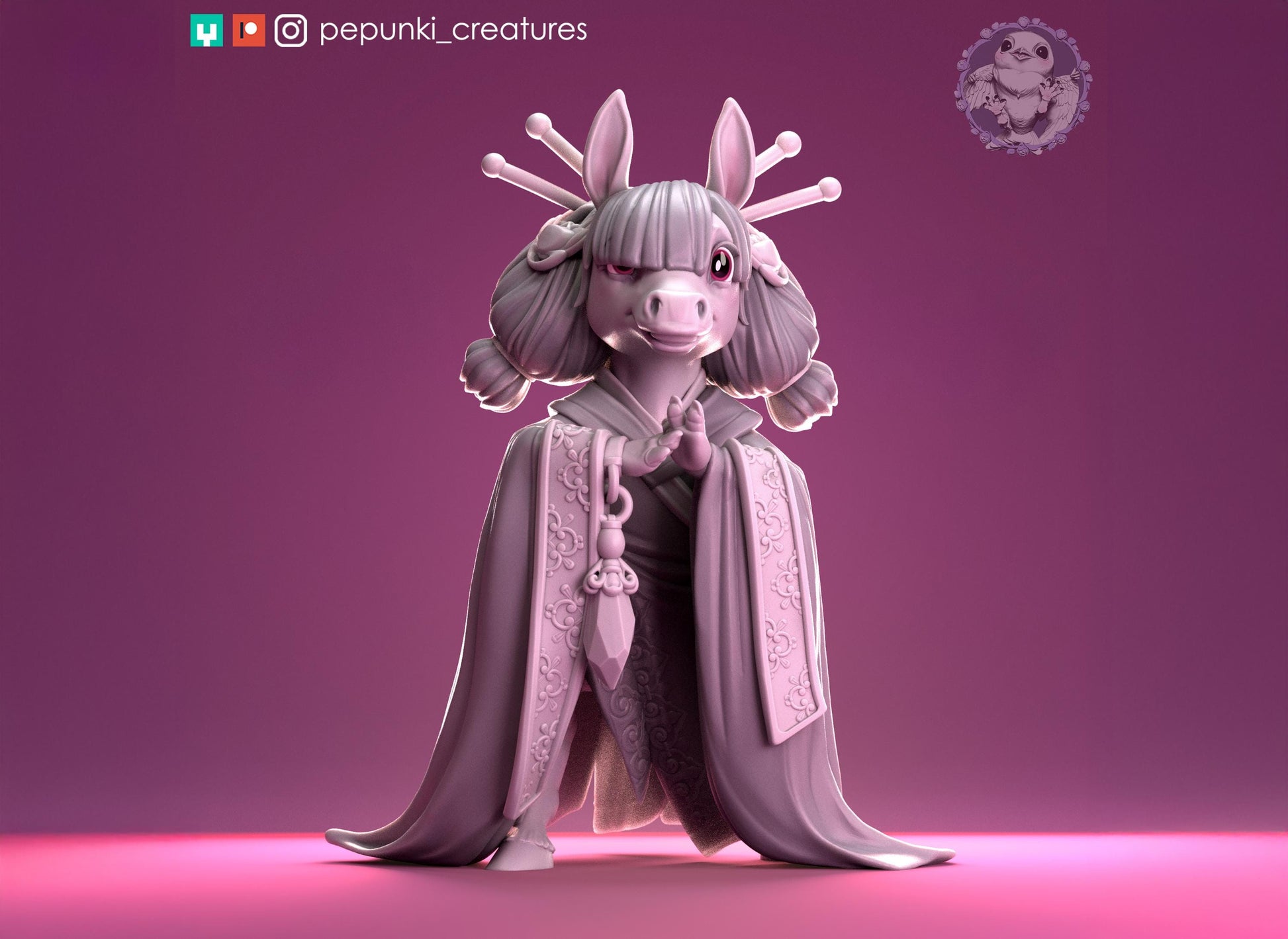 Pony Princess Miniature | Tabletop RPG Miniature | Pepunki Creatures | Roleplaying 3D Printed Fantasy Mini - 3DPrintDen