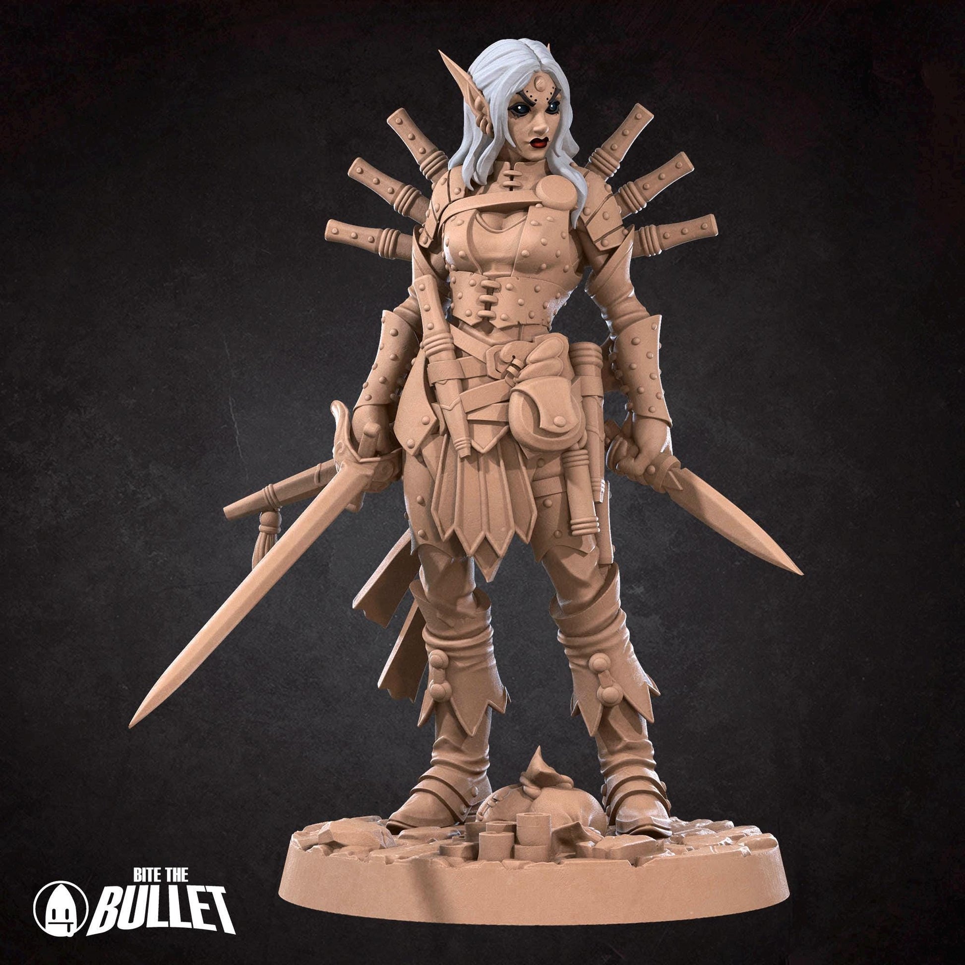 Female Elf Rogue Miniature | Tabletop RPG Miniature | Bite the Bullet | Roleplaying 3D Printed Fantasy Mini - 3DPrintDen
