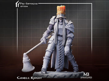 Candle Knight Miniature | Tabletop RPG Miniature | Miniatures Blueprint | Roleplaying 3D Printed Fantasy Mini - 3DPrintDen