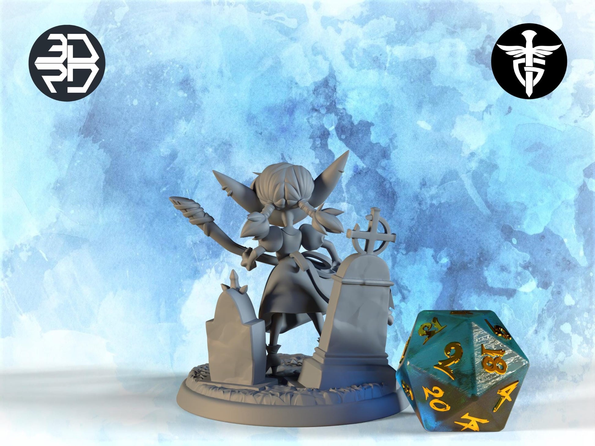 Female Goblin Vampire Miniature, Greeble | Twin Goddess Miniatures | Tabletop RPG Miniature | Roleplaying 3D Printed Fantasy Mini - 3DPrintDen