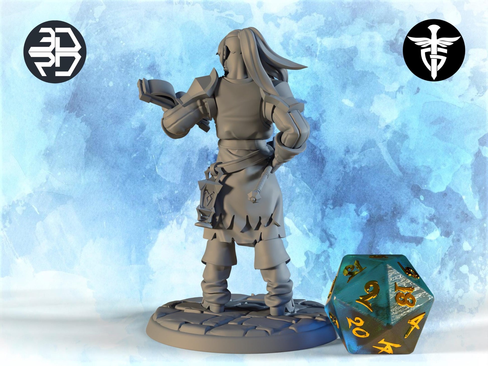 Cleric Miniature, Thomas | Twin Goddess Miniatures | Tabletop RPG Miniature | Roleplaying 3D Printed Fantasy Mini - 3DPrintDen