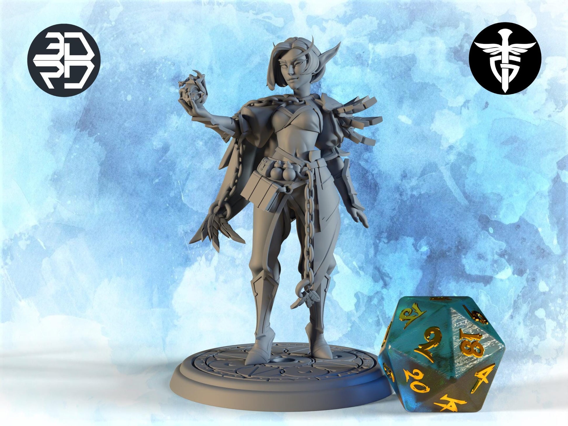 Female Nightborne Elf Warlock Miniature, Ynn | Twin Goddess Miniatures | Tabletop RPG Miniature | Roleplaying 3D Printed Fantasy Mini - 3DPrintDen