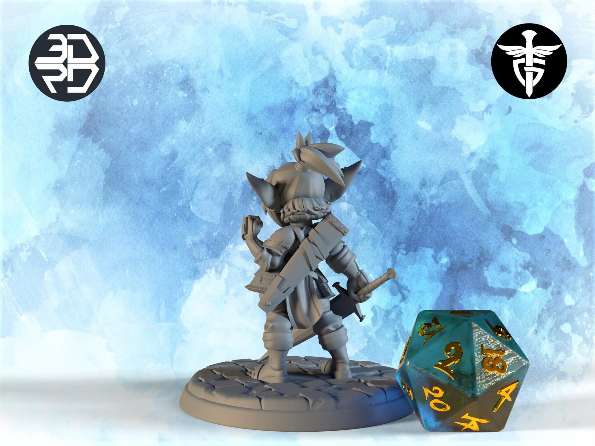 Female Goblin Warrior Miniature, Amber | Twin Goddess Miniatures | Tabletop RPG Miniature | Roleplaying 3D Printed Fantasy Mini - 3DPrintDen