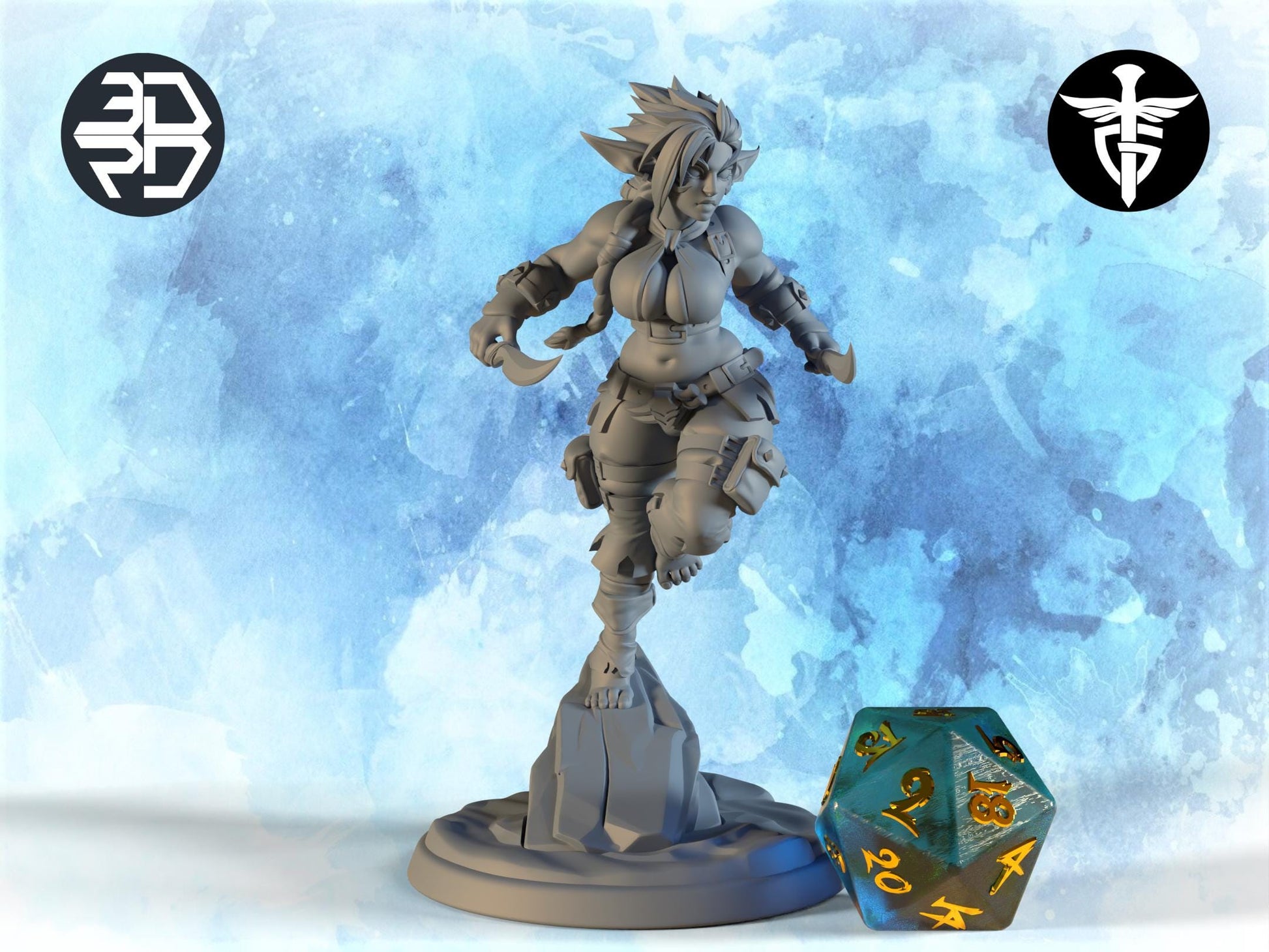 Female Firbolg Rogue Miniature, Cayleri | Twin Goddess Miniatures | Tabletop RPG Miniature | Roleplaying 3D Printed Fantasy Mini - 3DPrintDen