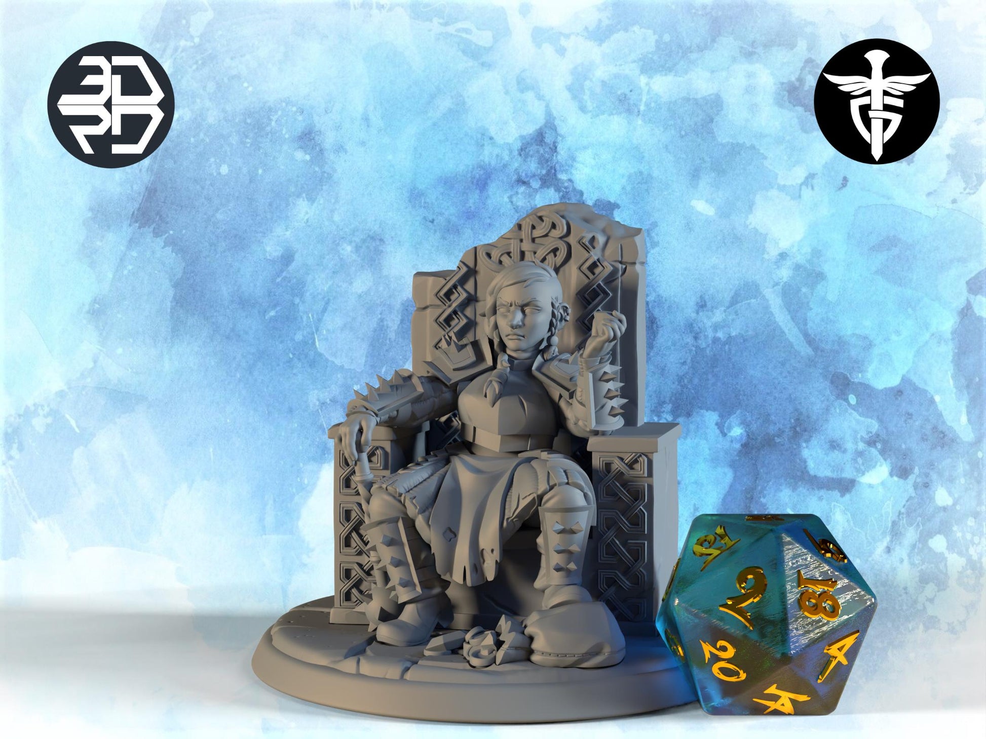 Female Duergar Warlord Miniature, Hildmira | Twin Goddess Miniatures | Tabletop RPG Miniature | Roleplaying 3D Printed Fantasy Mini - 3DPrintDen