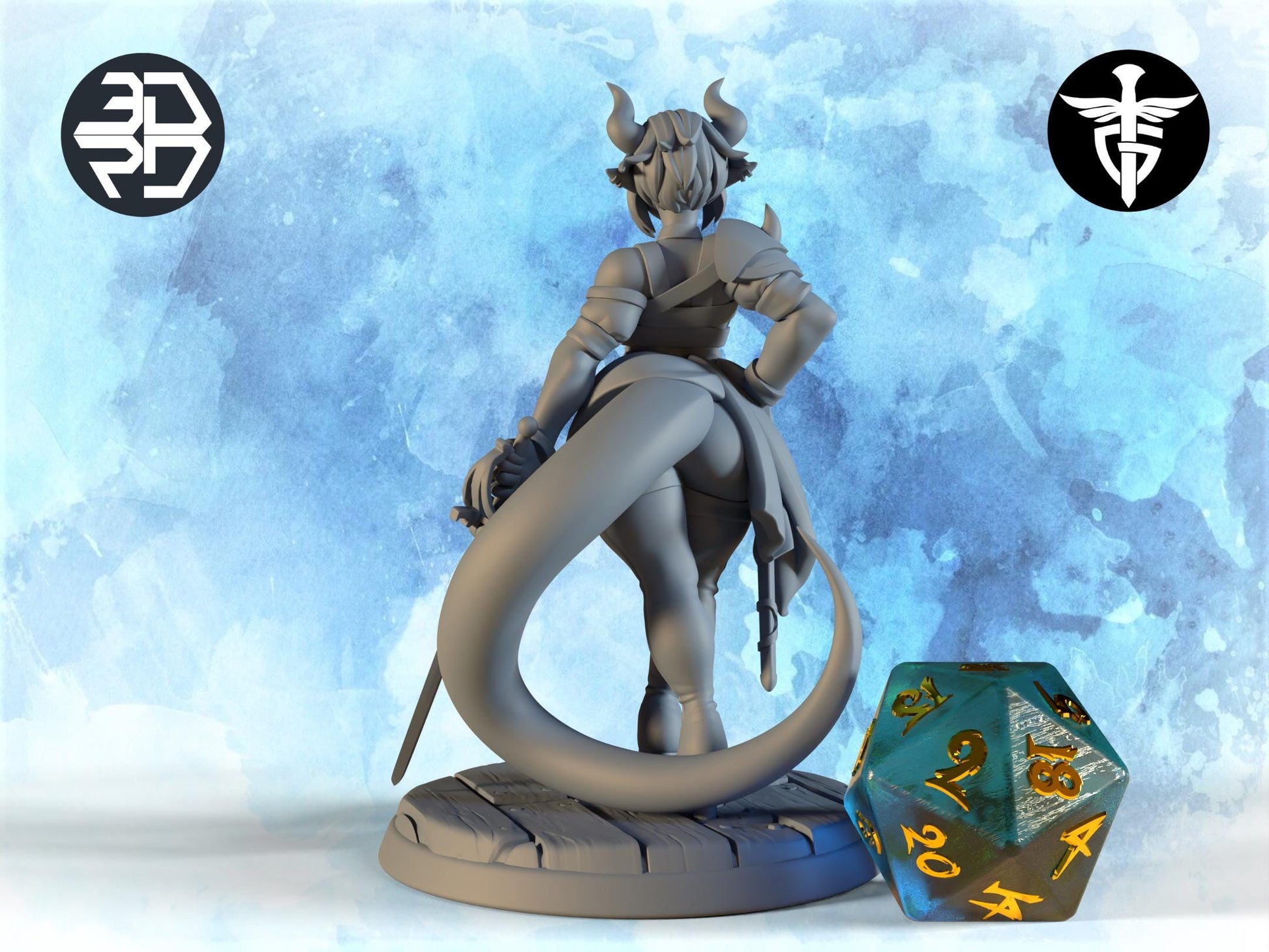 Female Tiefling Duelist Miniature, Rina | Twin Goddess Miniatures | Tabletop RPG Miniature | Roleplaying 3D Printed Fantasy Mini - 3DPrintDen