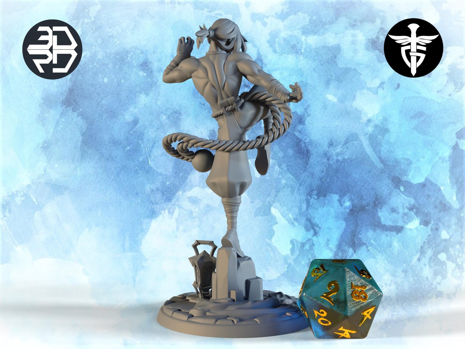 Human Monk Miniature, Tenko | Twin Goddess Miniatures | Tabletop RPG Miniature | Roleplaying 3D Printed Fantasy Mini - 3DPrintDen