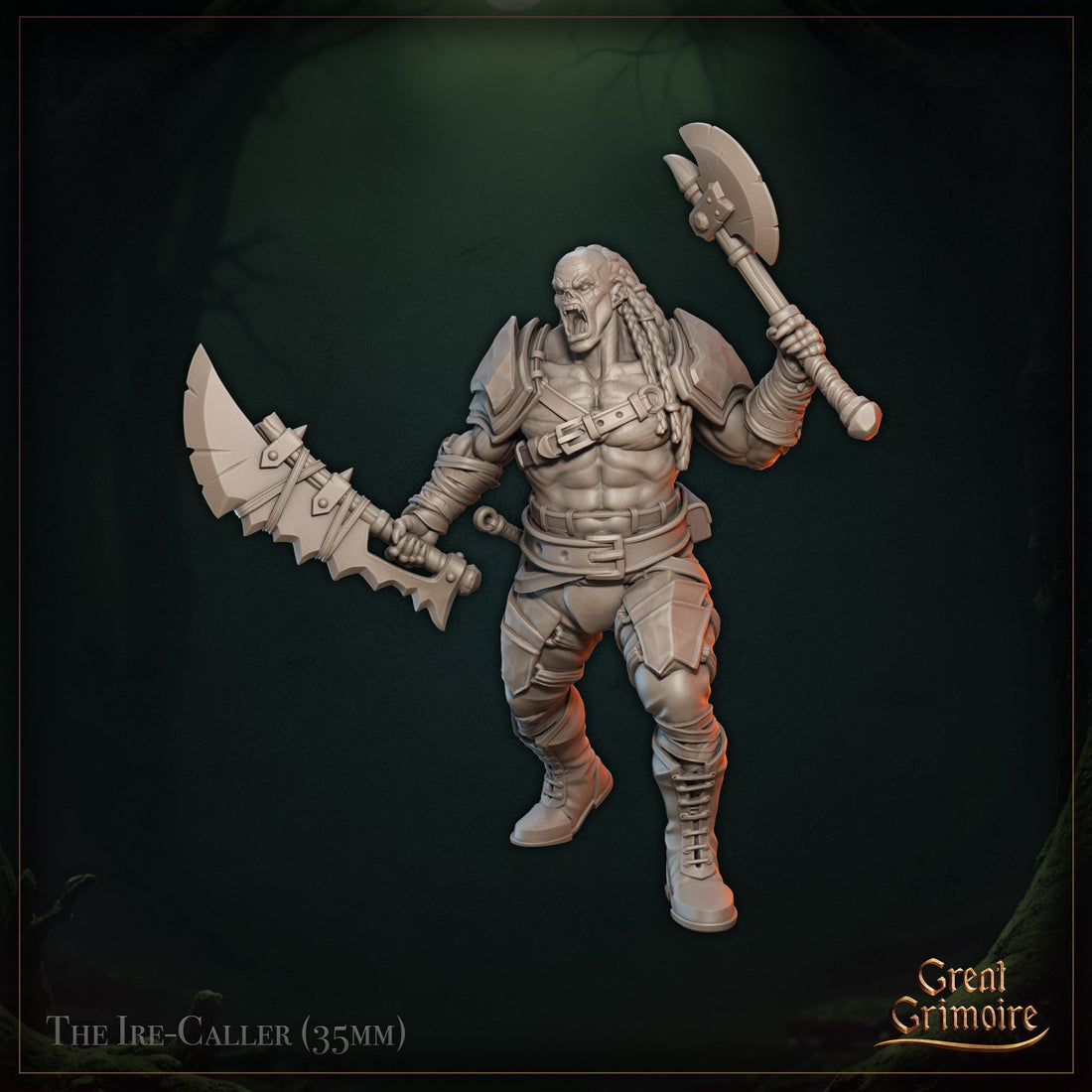 The Ire-Caller Miniature | Tabletop RPG Miniature | Great Grimoire | Roleplaying 3D Printed Fantasy Mini - 3DPrintDen