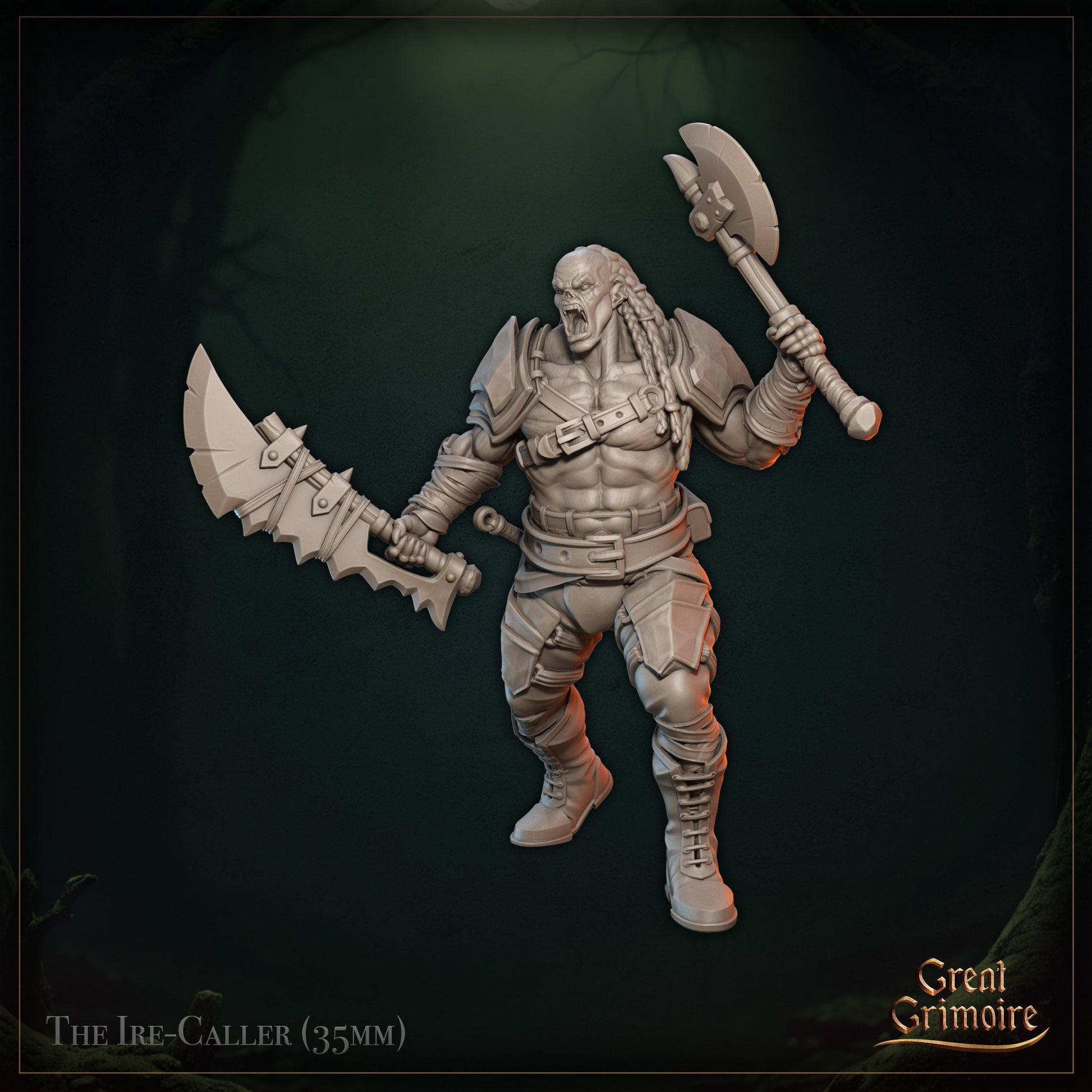 The Ire-Caller Miniature | Tabletop RPG Miniature | Great Grimoire | Roleplaying 3D Printed Fantasy Mini - 3DPrintDen