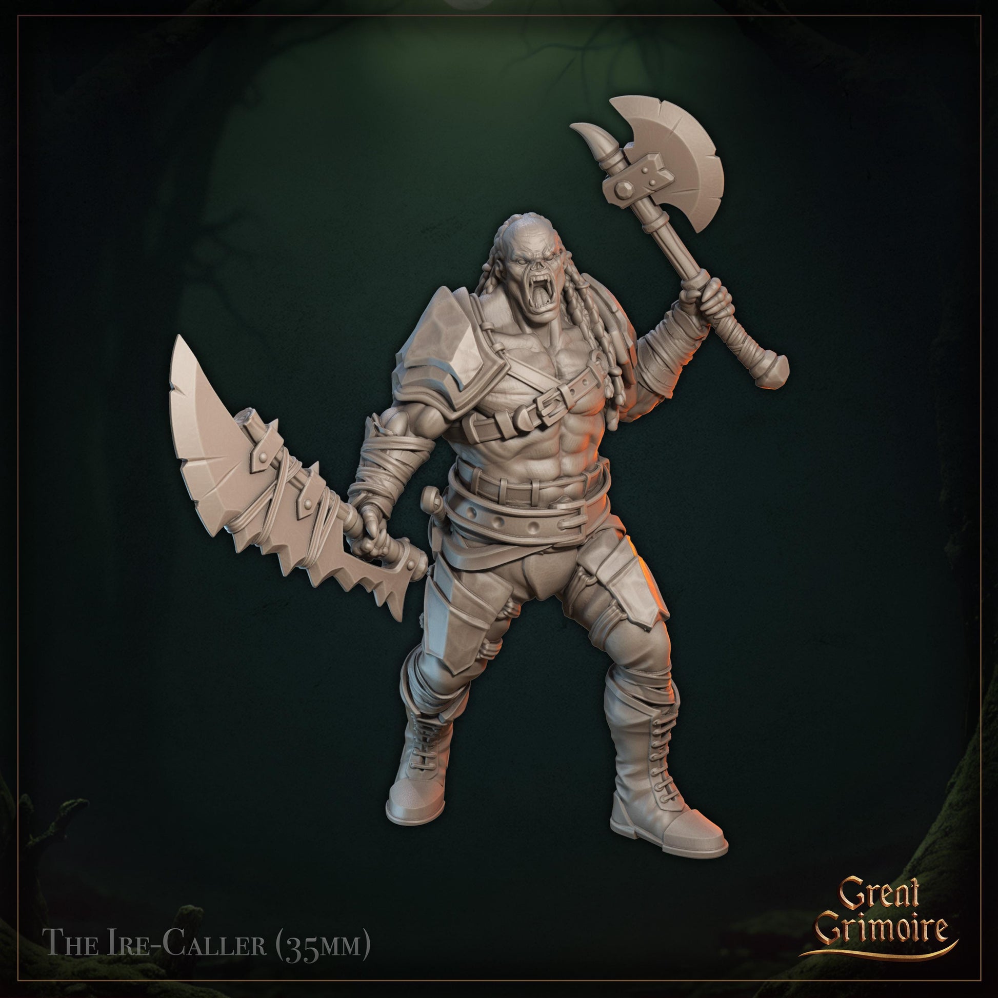 The Ire-Caller Miniature | Tabletop RPG Miniature | Great Grimoire | Roleplaying 3D Printed Fantasy Mini - 3DPrintDen