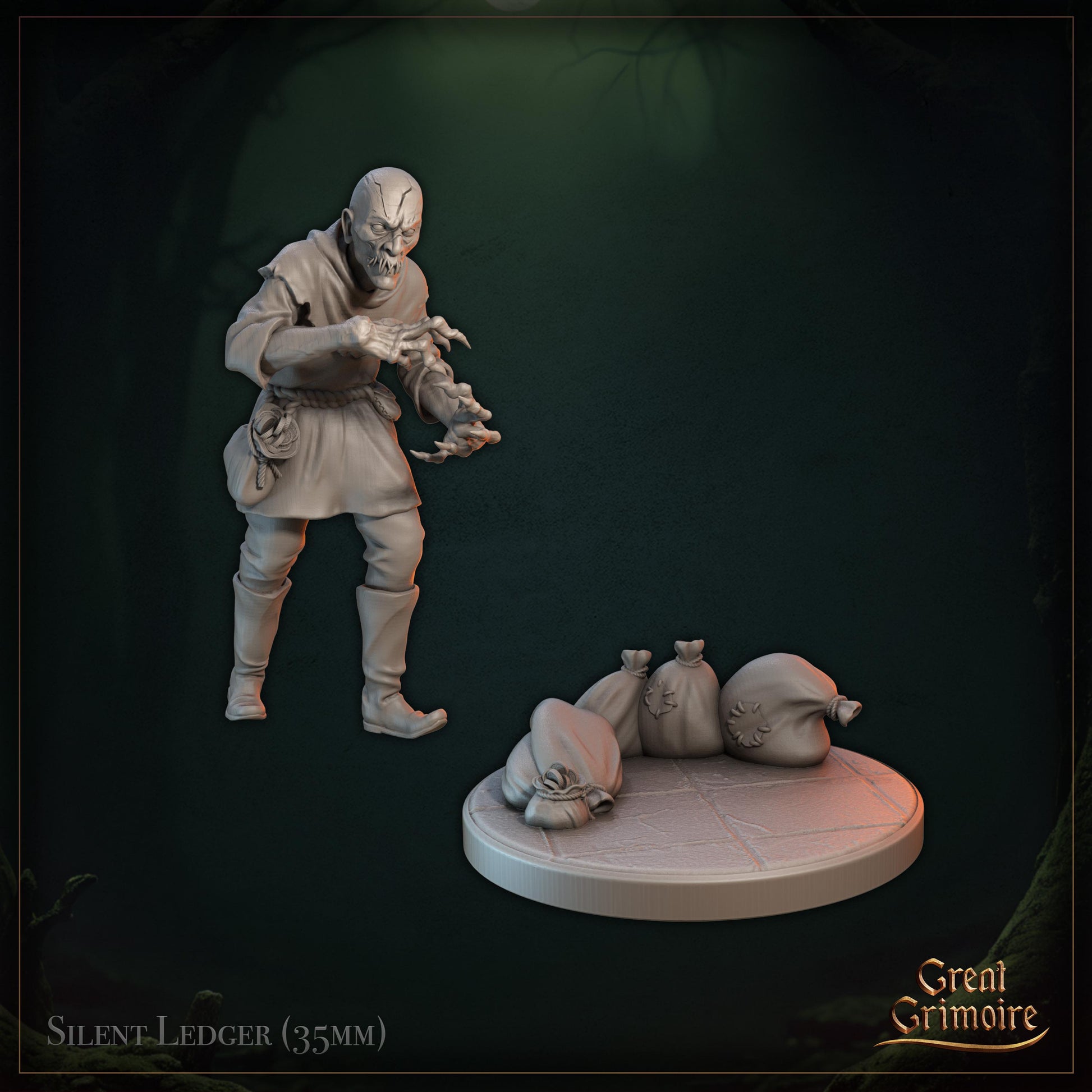Silent Ledger Miniature | Tabletop RPG Miniature | Great Grimoire | Roleplaying 3D Printed Fantasy Mini - 3DPrintDen