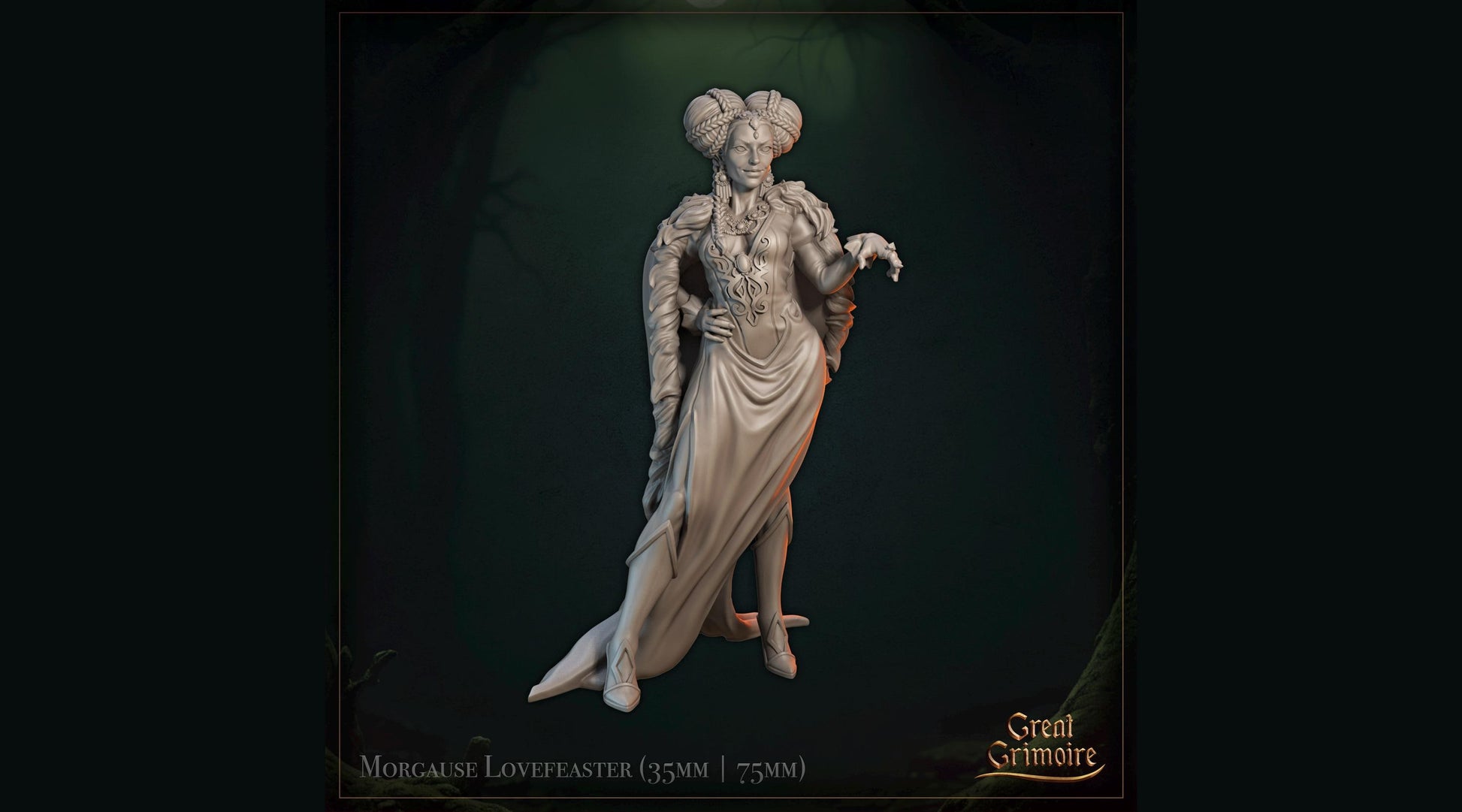 Sovereign of Forgotten Vows Miniature, Morgause Lovefeaster | Tabletop RPG Miniature | Great Grimoire | Roleplaying 3D Printed Fantasy Mini - 3DPrintDen