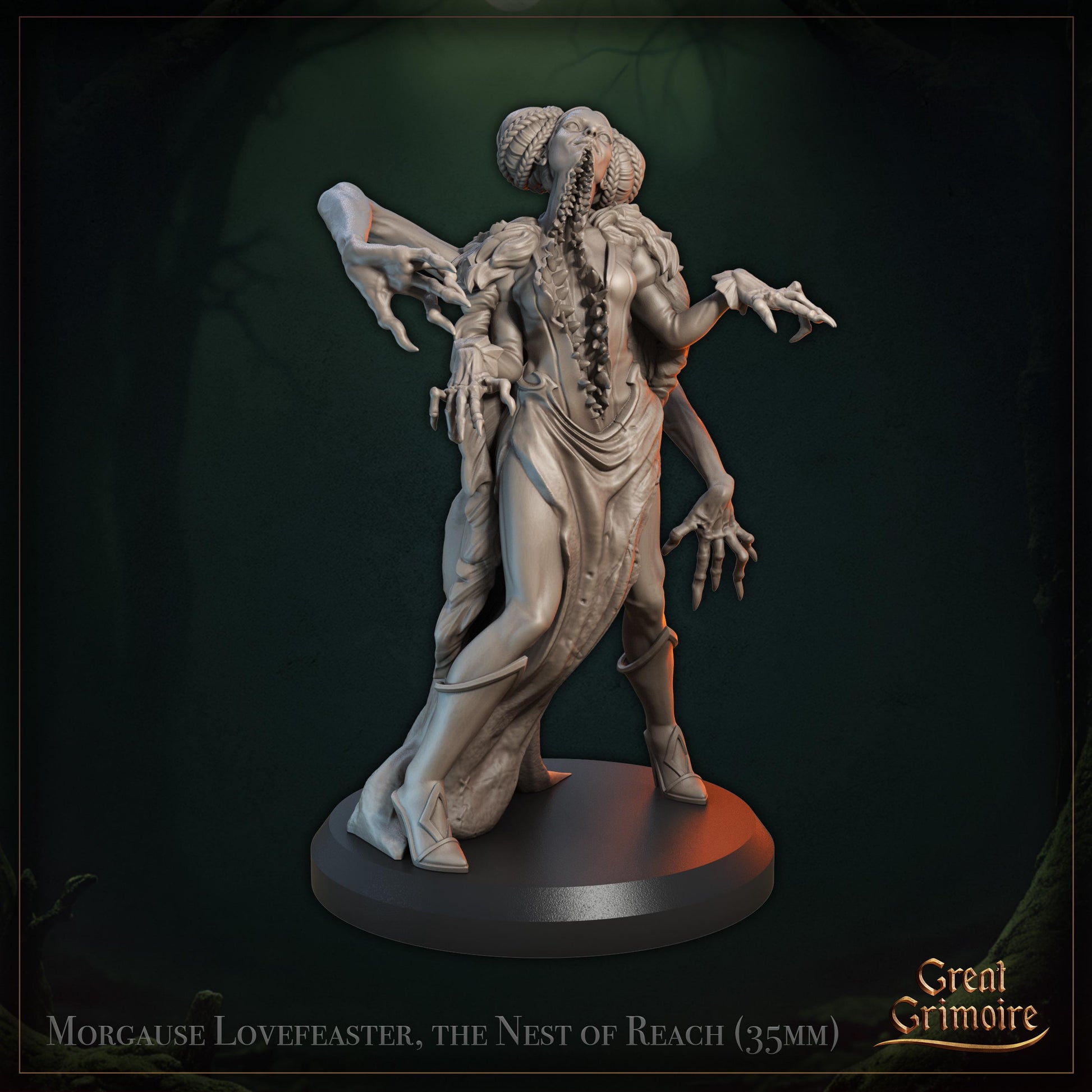 Sovereign of Forgotten Vows Miniature, Morgause Lovefeaster | Tabletop RPG Miniature | Great Grimoire | Roleplaying 3D Printed Fantasy Mini - 3DPrintDen