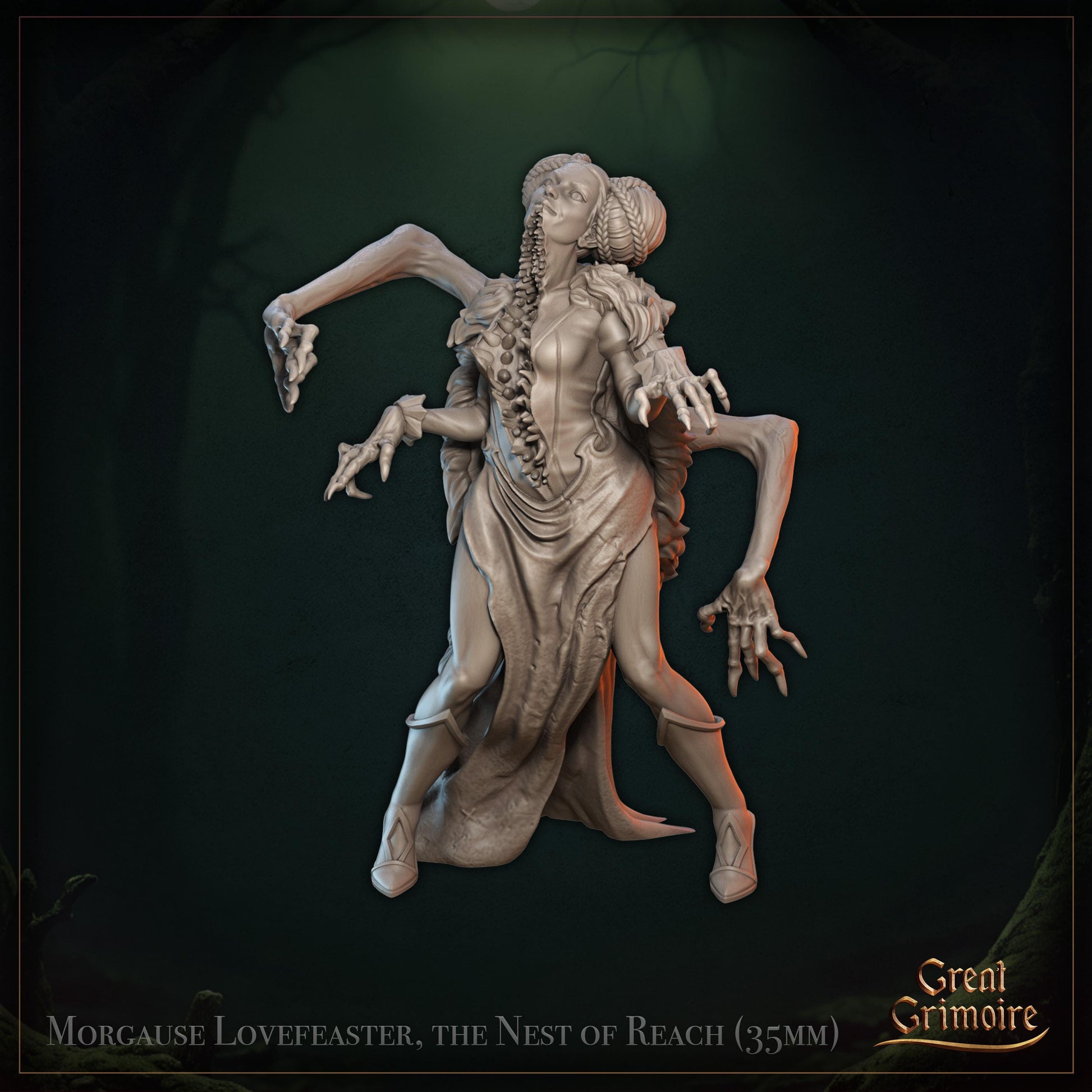 Sovereign of Forgotten Vows Miniature, Morgause Lovefeaster | Tabletop RPG Miniature | Great Grimoire | Roleplaying 3D Printed Fantasy Mini - 3DPrintDen