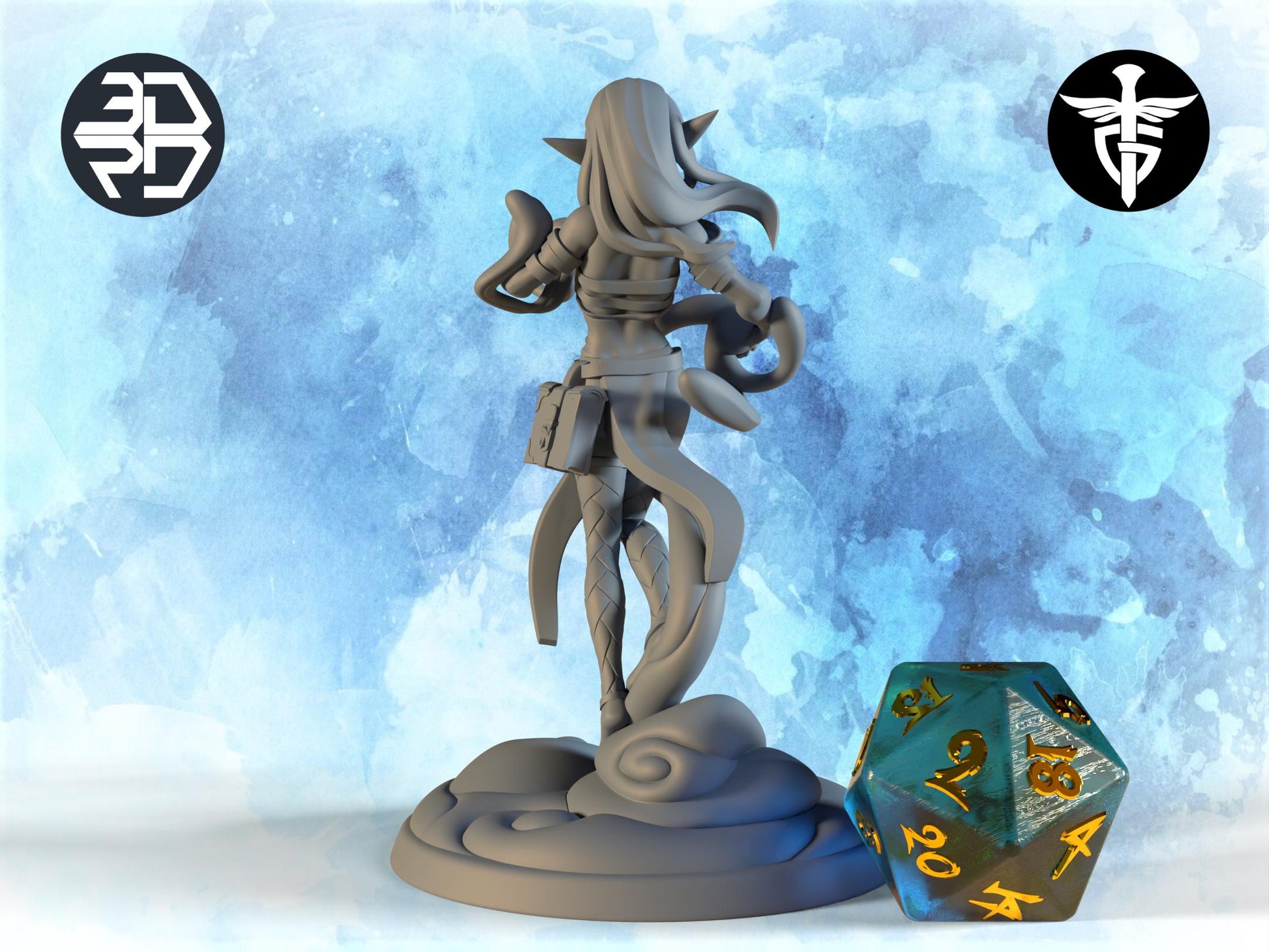 Female Elf Wizard Miniature, Lunafay | Twin Goddess Miniatures | Tabletop RPG Miniature | Roleplaying 3D Printed Fantasy Mini - 3DPrintDen