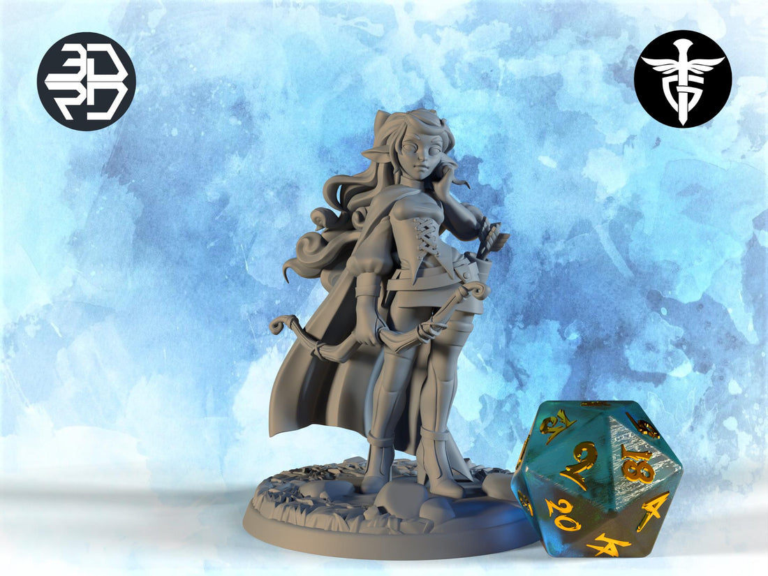Female Firbolg Ranger Miniature, Lyhrra | Twin Goddess Miniatures | Tabletop RPG Miniature | Roleplaying 3D Printed Fantasy Mini - 3DPrintDen