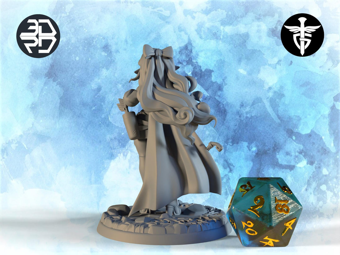 Female Firbolg Ranger Miniature, Lyhrra | Twin Goddess Miniatures | Tabletop RPG Miniature | Roleplaying 3D Printed Fantasy Mini - 3DPrintDen
