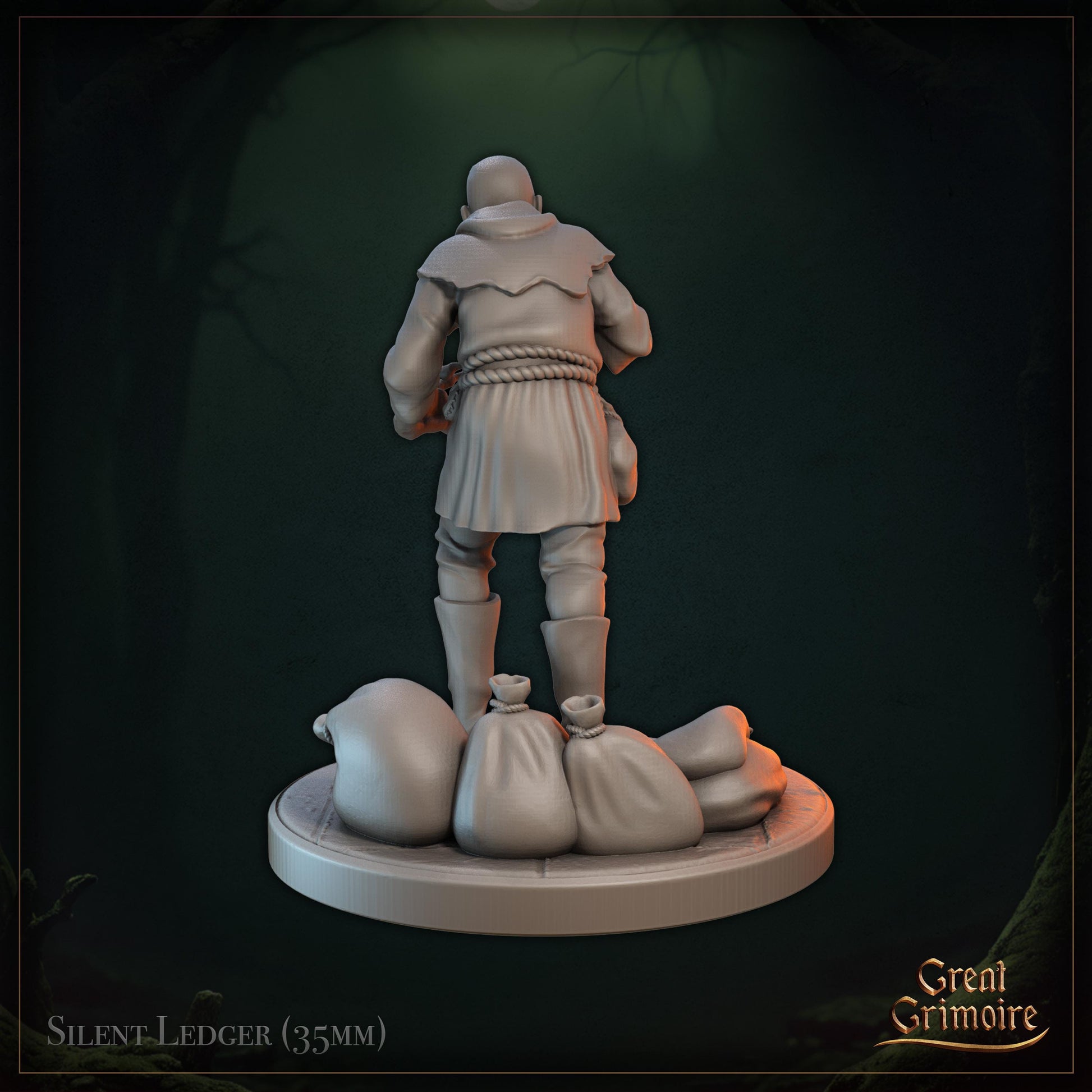 Silent Ledger Miniature | Tabletop RPG Miniature | Great Grimoire | Roleplaying 3D Printed Fantasy Mini - 3DPrintDen