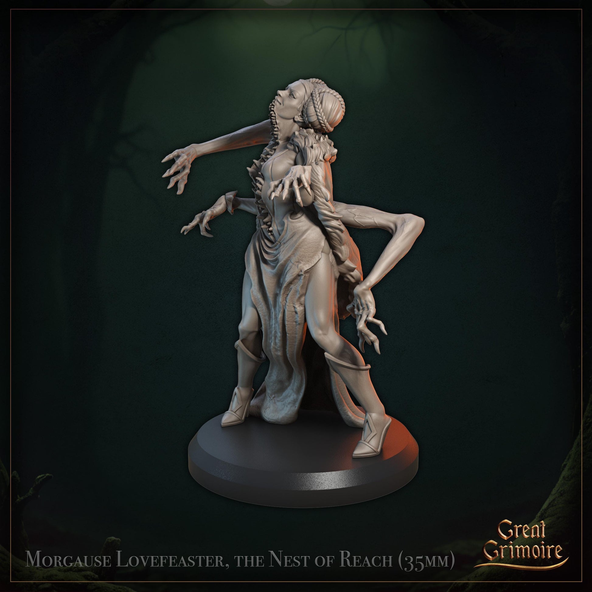 Sovereign of Forgotten Vows Miniature, Morgause Lovefeaster | Tabletop RPG Miniature | Great Grimoire | Roleplaying 3D Printed Fantasy Mini - 3DPrintDen