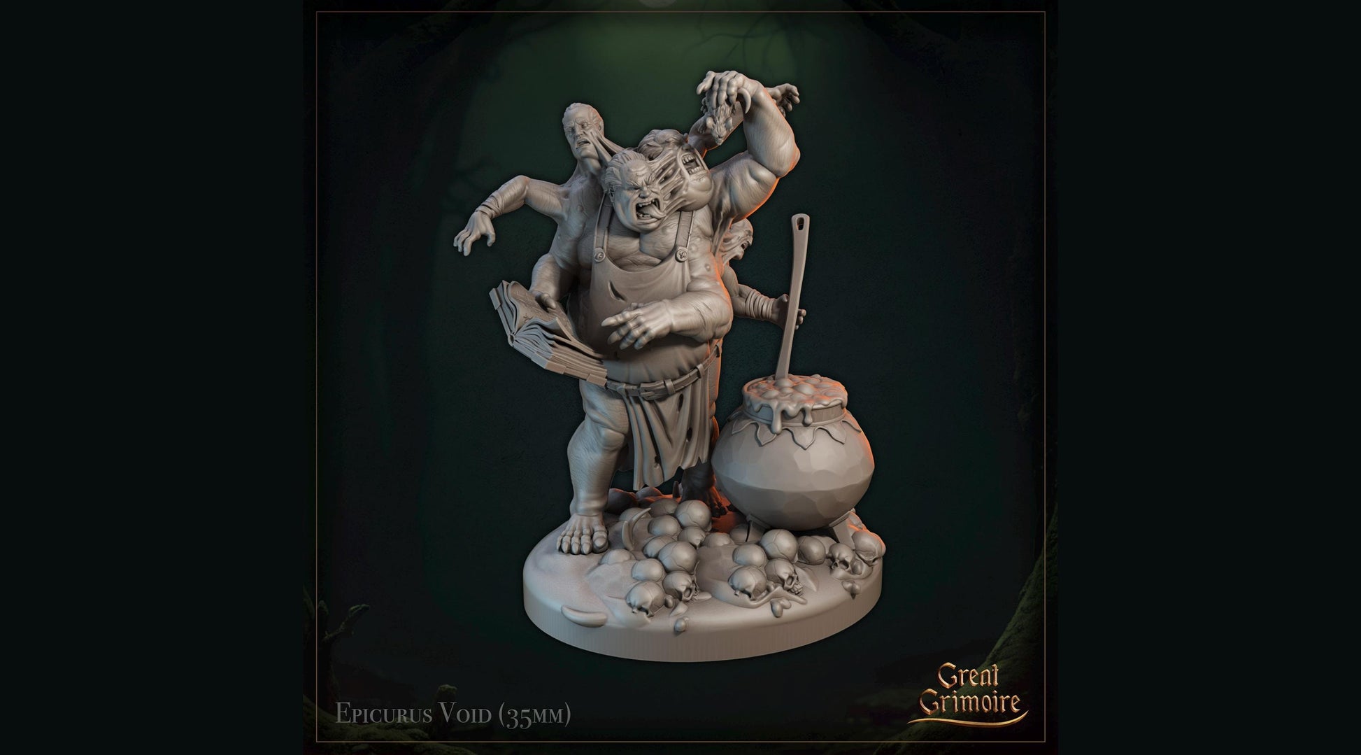 Chef of the Dark Feast Miniature, Epicurus Void | Tabletop RPG Miniature | Great Grimoire | Roleplaying 3D Printed Fantasy Mini - 3DPrintDen