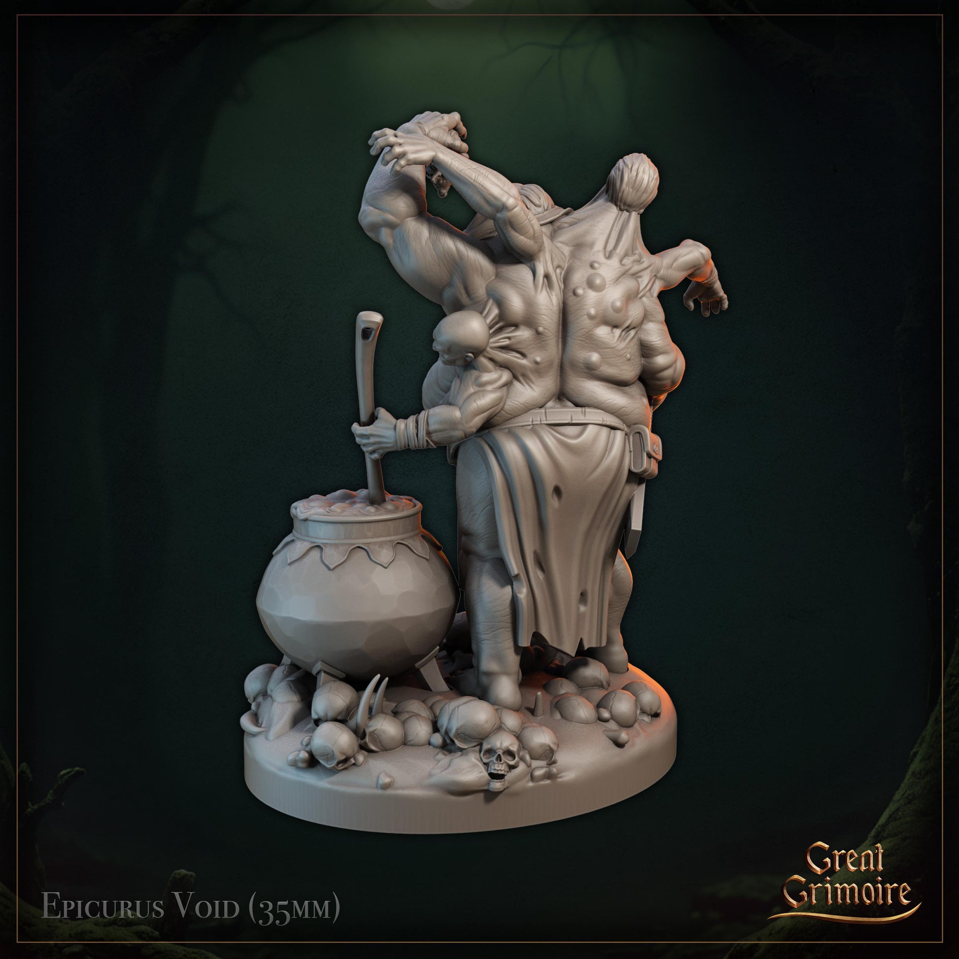 Chef of the Dark Feast Miniature, Epicurus Void | Tabletop RPG Miniature | Great Grimoire | Roleplaying 3D Printed Fantasy Mini - 3DPrintDen
