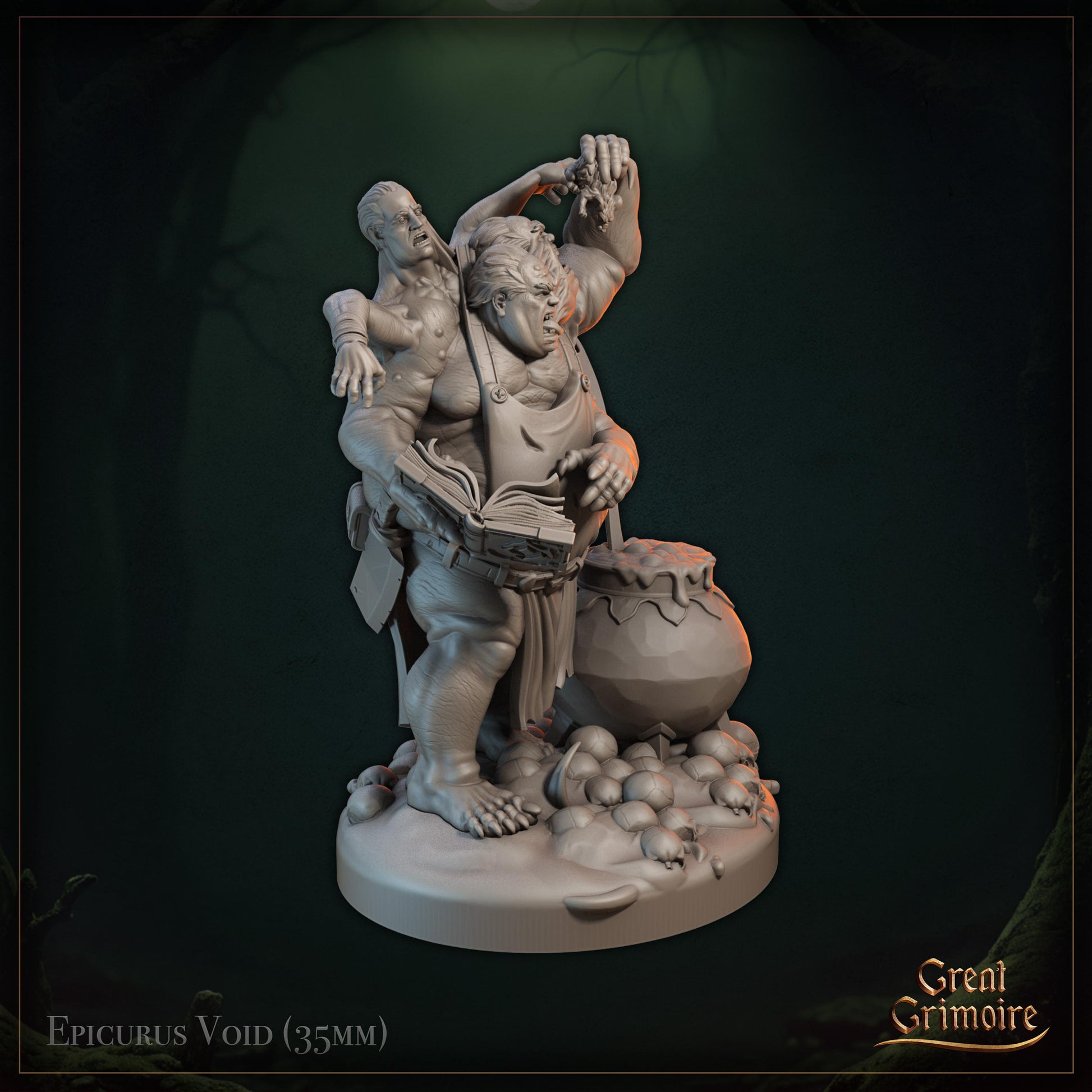Chef of the Dark Feast Miniature, Epicurus Void | Tabletop RPG Miniature | Great Grimoire | Roleplaying 3D Printed Fantasy Mini - 3DPrintDen