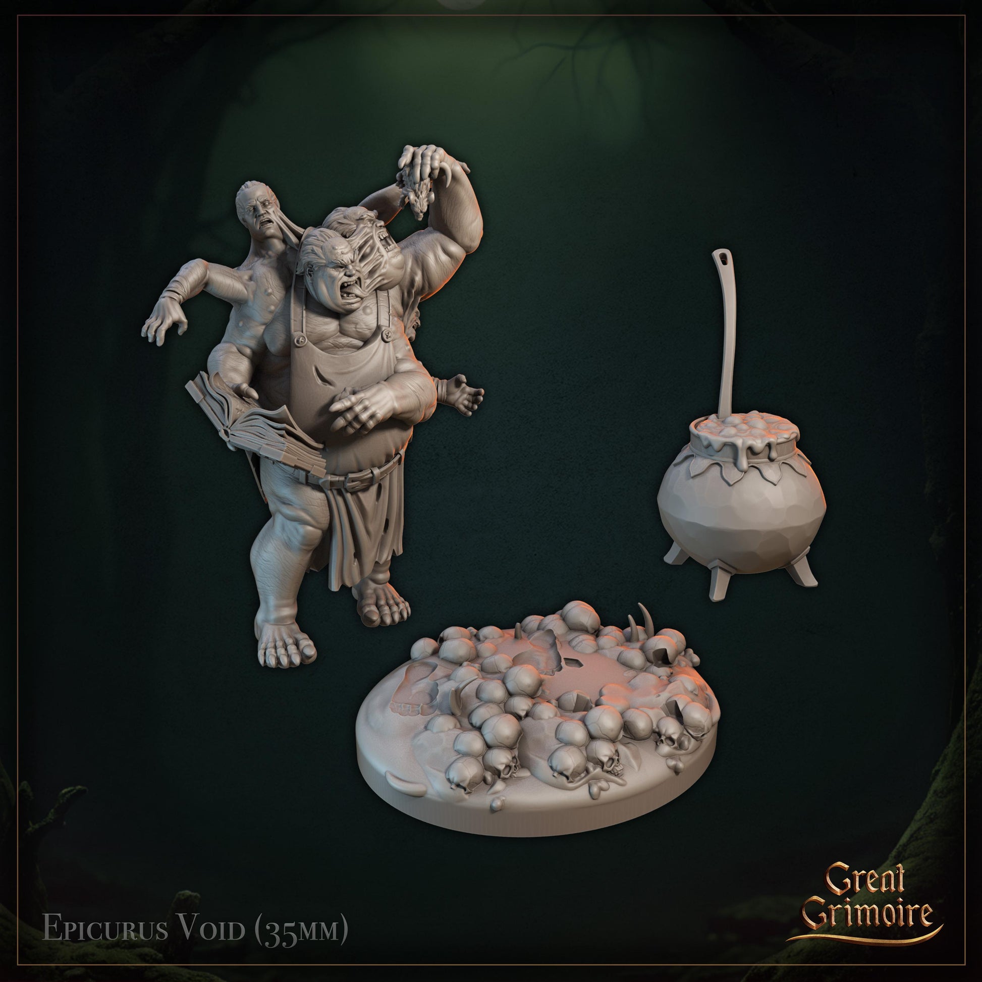 Chef of the Dark Feast Miniature, Epicurus Void | Tabletop RPG Miniature | Great Grimoire | Roleplaying 3D Printed Fantasy Mini - 3DPrintDen