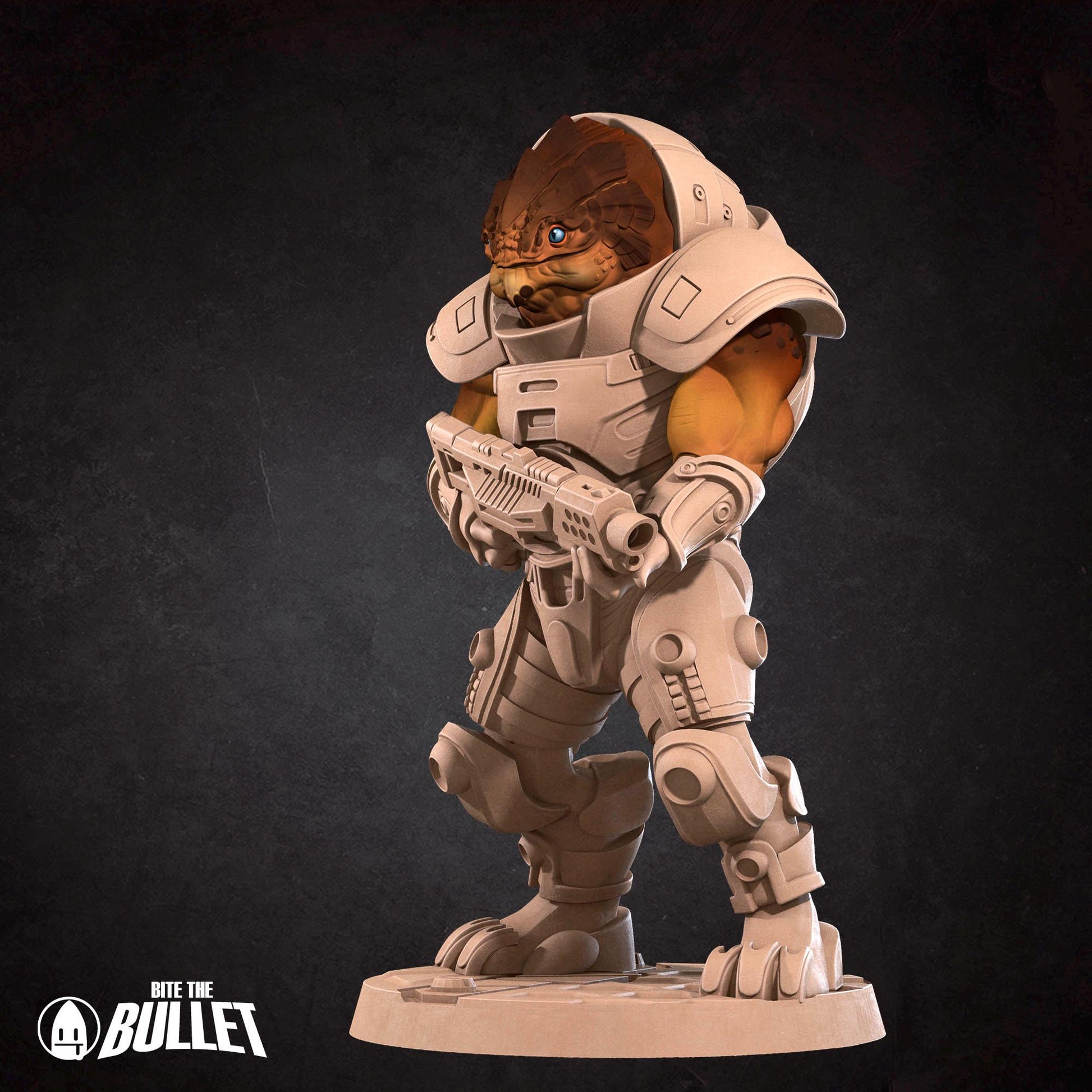 Space Turtle Berserker Miniature, Shotgun | Tabletop RPG Miniature | Bite the Bullet | Roleplaying 3D Printed Fantasy Mini - 3DPrintDen