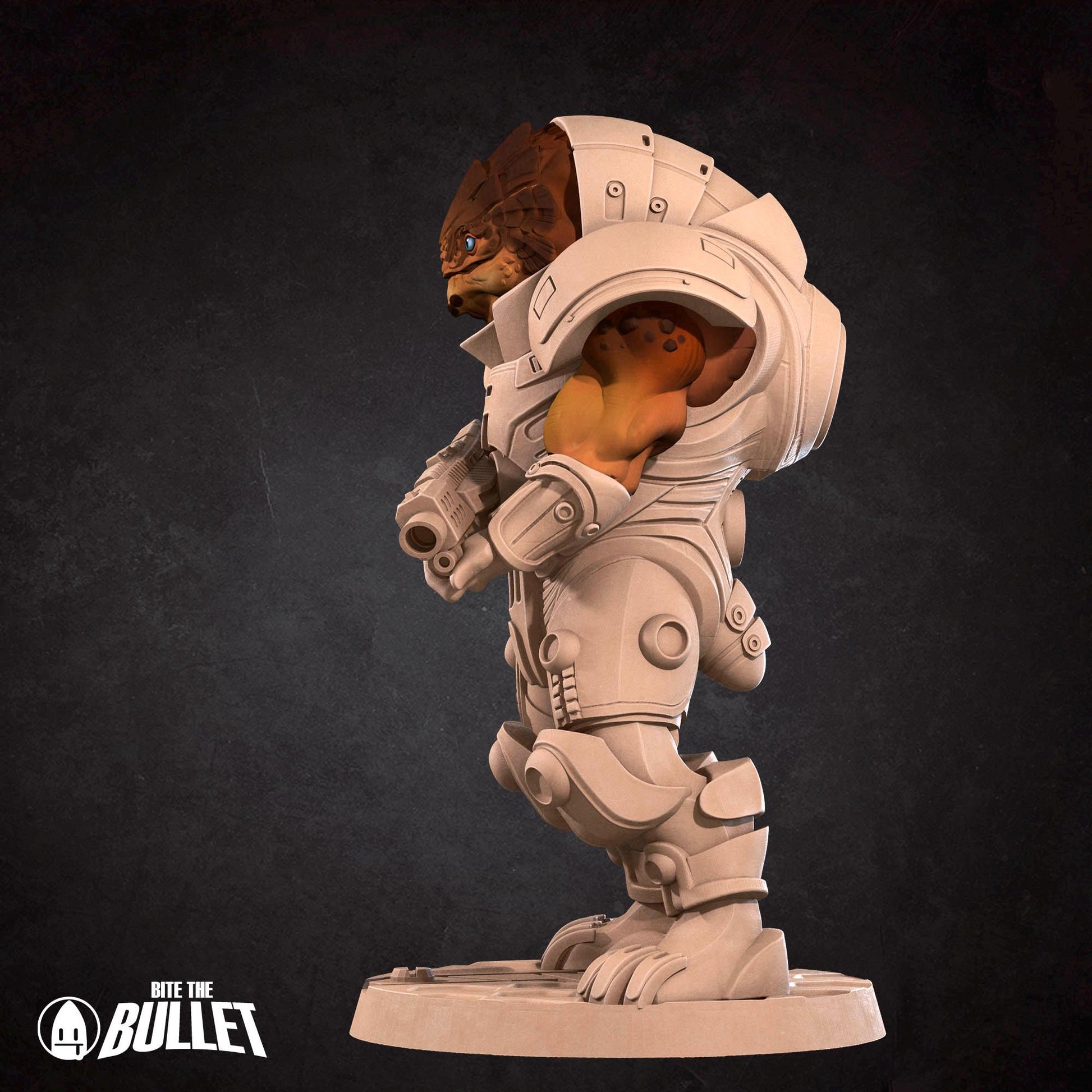 Space Turtle Berserker Miniature, Shotgun | Tabletop RPG Miniature | Bite the Bullet | Roleplaying 3D Printed Fantasy Mini - 3DPrintDen