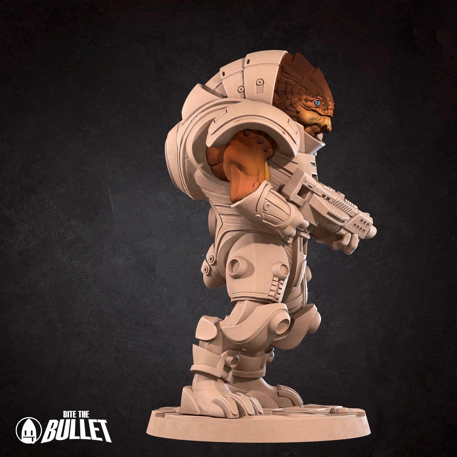 Space Turtle Berserker Miniature, Shotgun | Tabletop RPG Miniature | Bite the Bullet | Roleplaying 3D Printed Fantasy Mini - 3DPrintDen