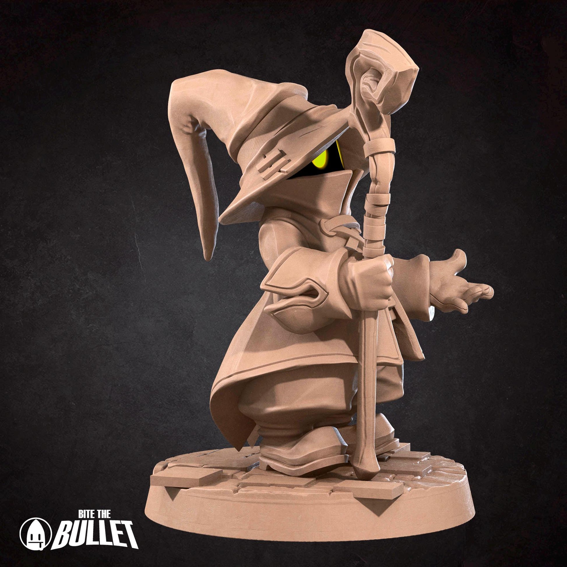 Black Mage Miniature | Tabletop RPG Miniature | Bite the Bullet | Roleplaying 3D Printed Fantasy Mini - 3DPrintDen
