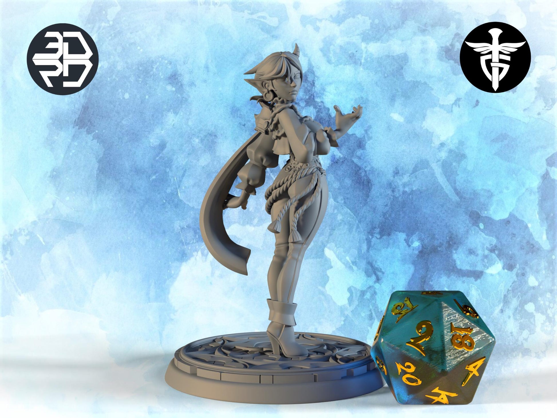 Female Elf Warlock Miniature, Asmodea | Twin Goddess Miniatures | Tabletop RPG Miniature | Roleplaying 3D Printed Fantasy Mini - 3DPrintDen