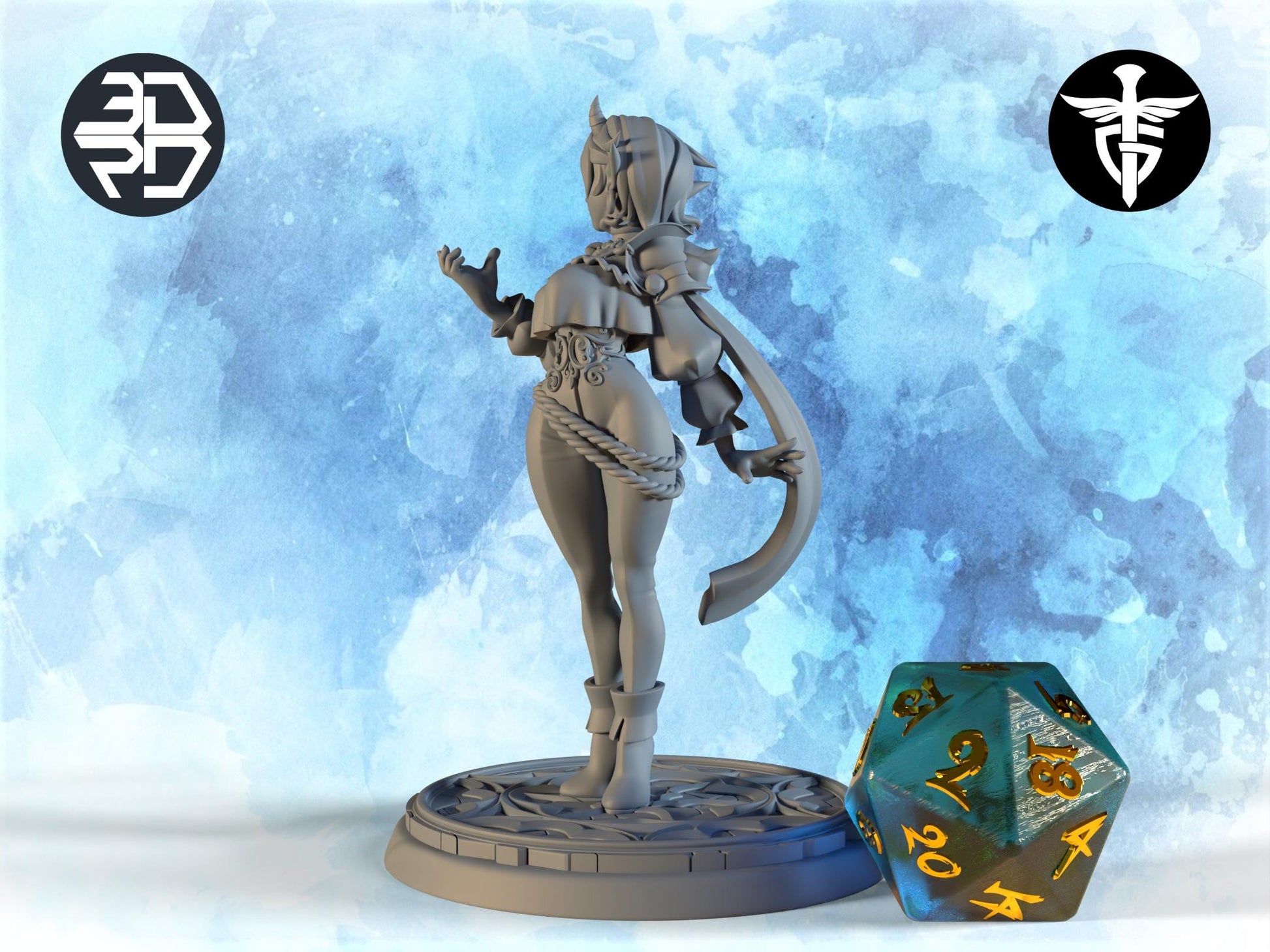 Female Elf Warlock Miniature, Asmodea | Twin Goddess Miniatures | Tabletop RPG Miniature | Roleplaying 3D Printed Fantasy Mini - 3DPrintDen