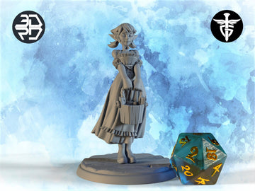 Female Elf Milk Maid Miniature, Lallon | Twin Goddess Miniatures | Tabletop RPG Miniature | Roleplaying 3D Printed Fantasy Mini - 3DPrintDen